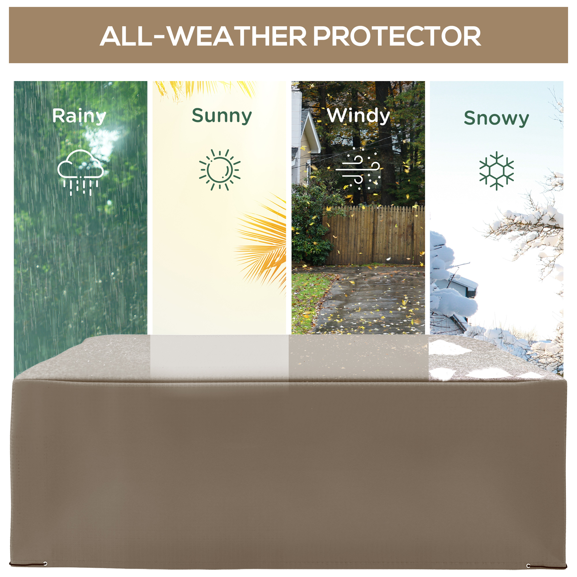 Schutzhülle für Gartenmöbel Winterfest Wasserdicht Abdeckung Abdeckplane Oxford 275 x 205 x 90 cm Beige