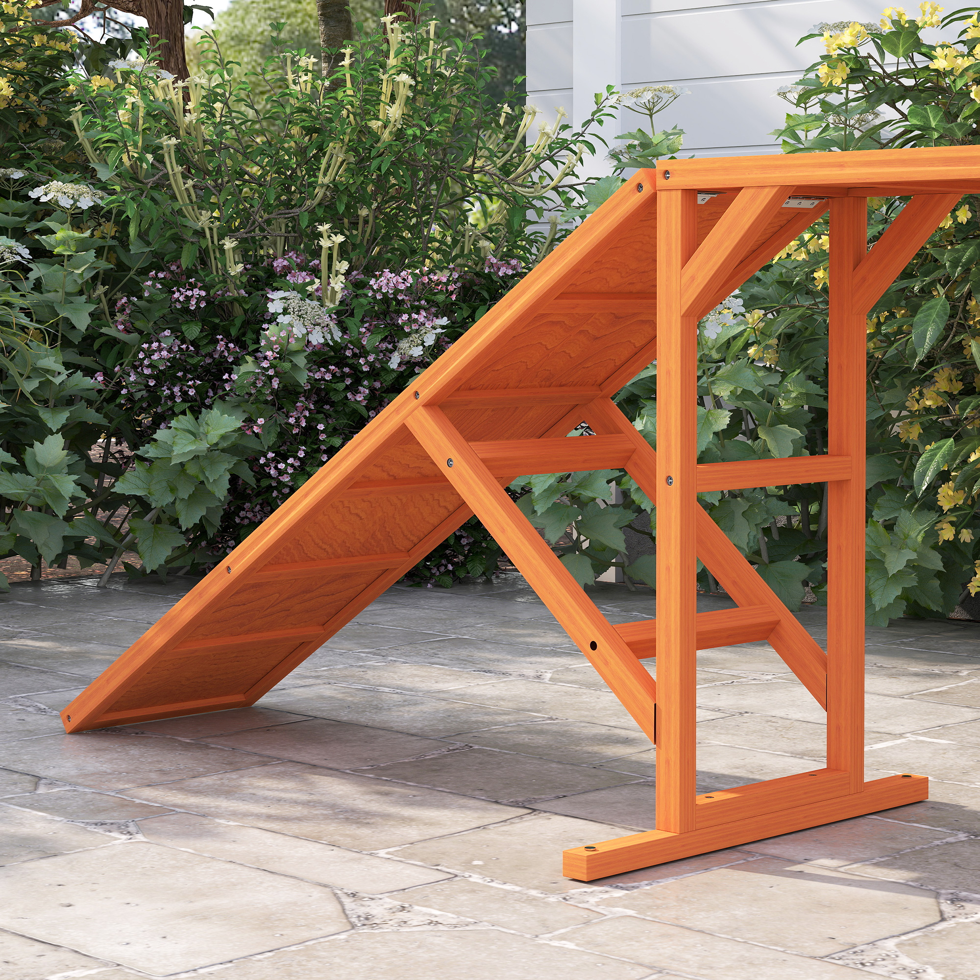 Agility Hunderampe, Parcours, rutschfest, wetterfest, Holz, 335 x 55 x 60 cm, Orange
