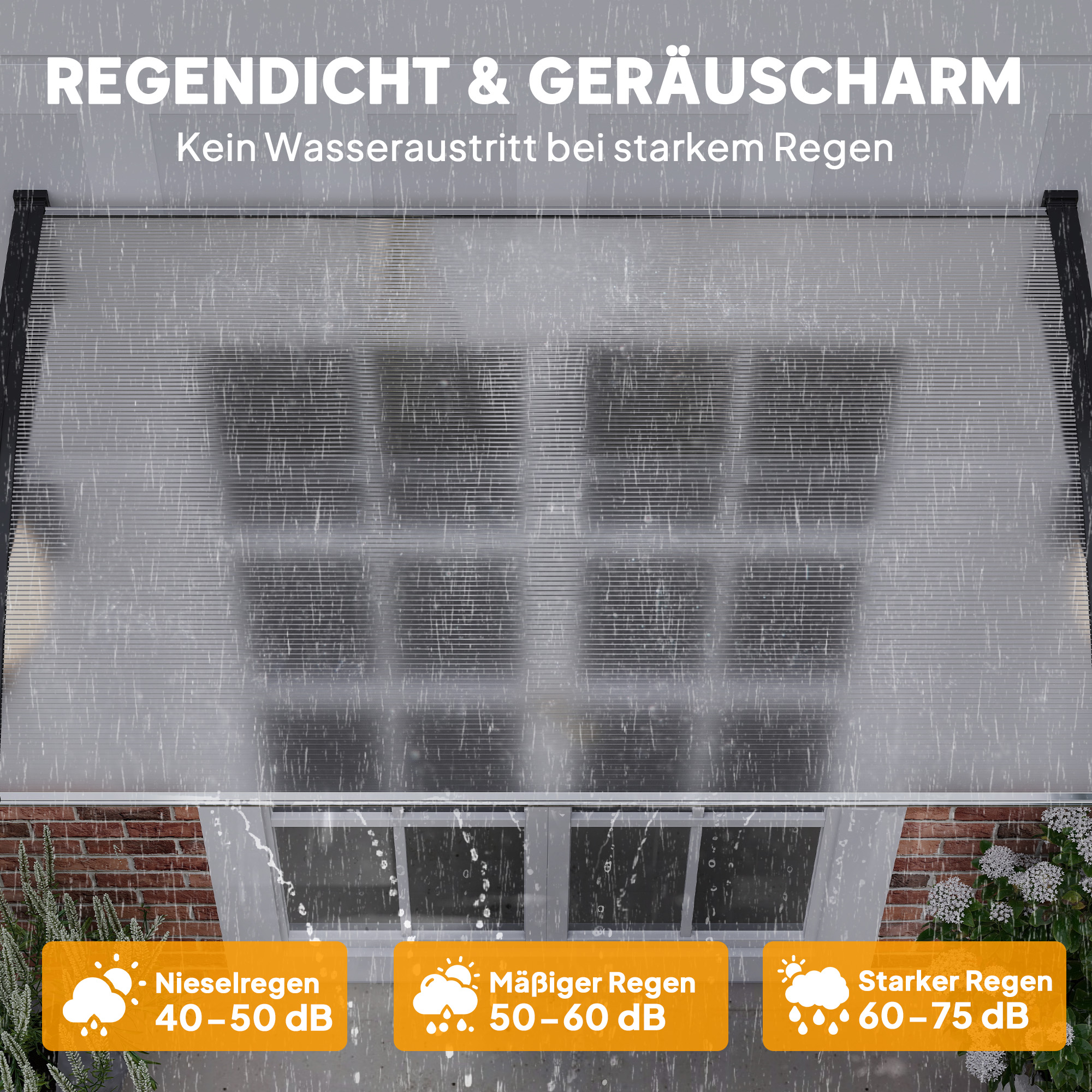 Vordach Schutzdach, UV-Beständig, Wasserbeständig, 90x150x25cm , Weiß