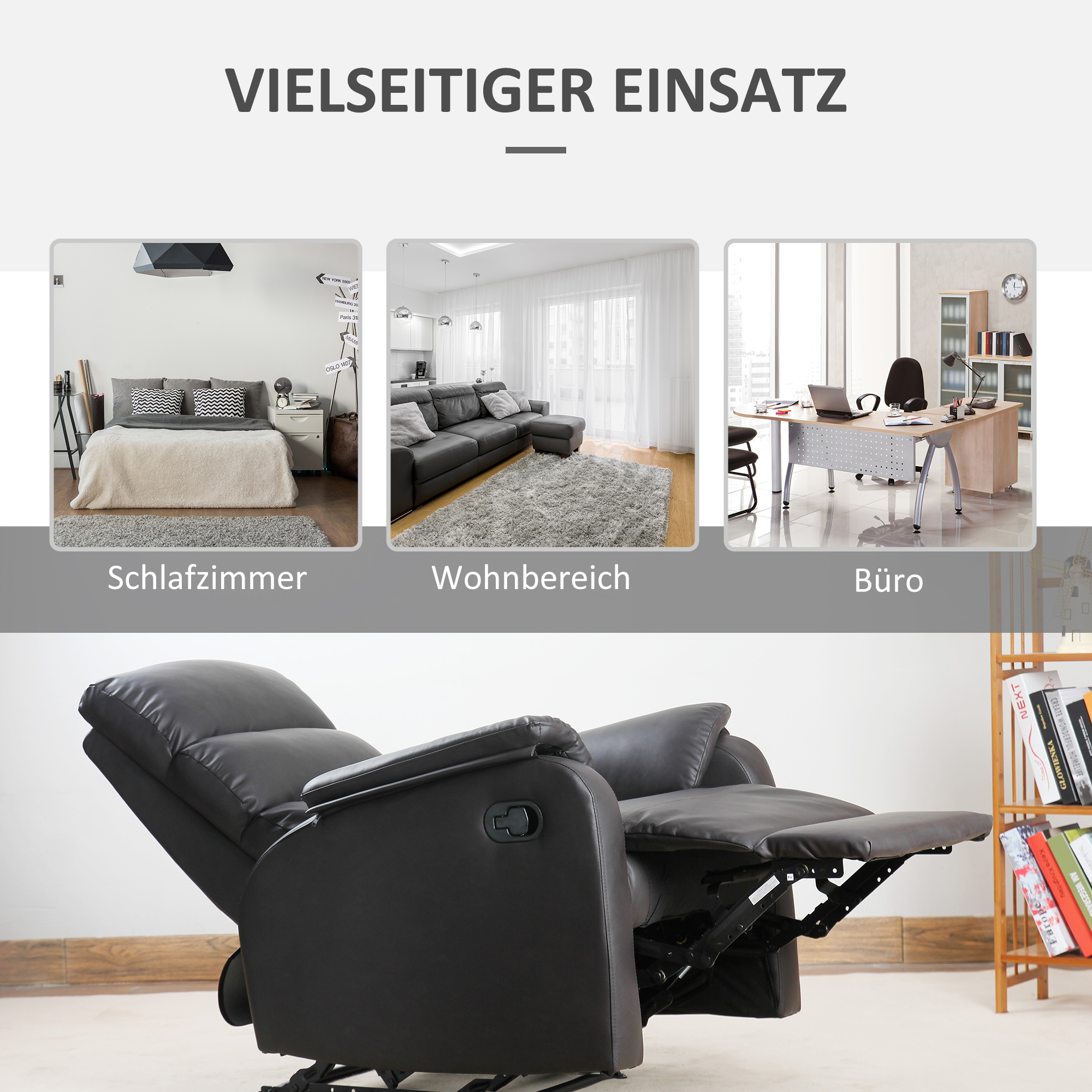 Relaxsessel Fernsehsessel Couch-Sessel Liegesessel Winkelschreibtisch mit CPU-Ständer verstellbar ergonomisch Kunstleder Stahl Braun 75 x 92 x 99 cm