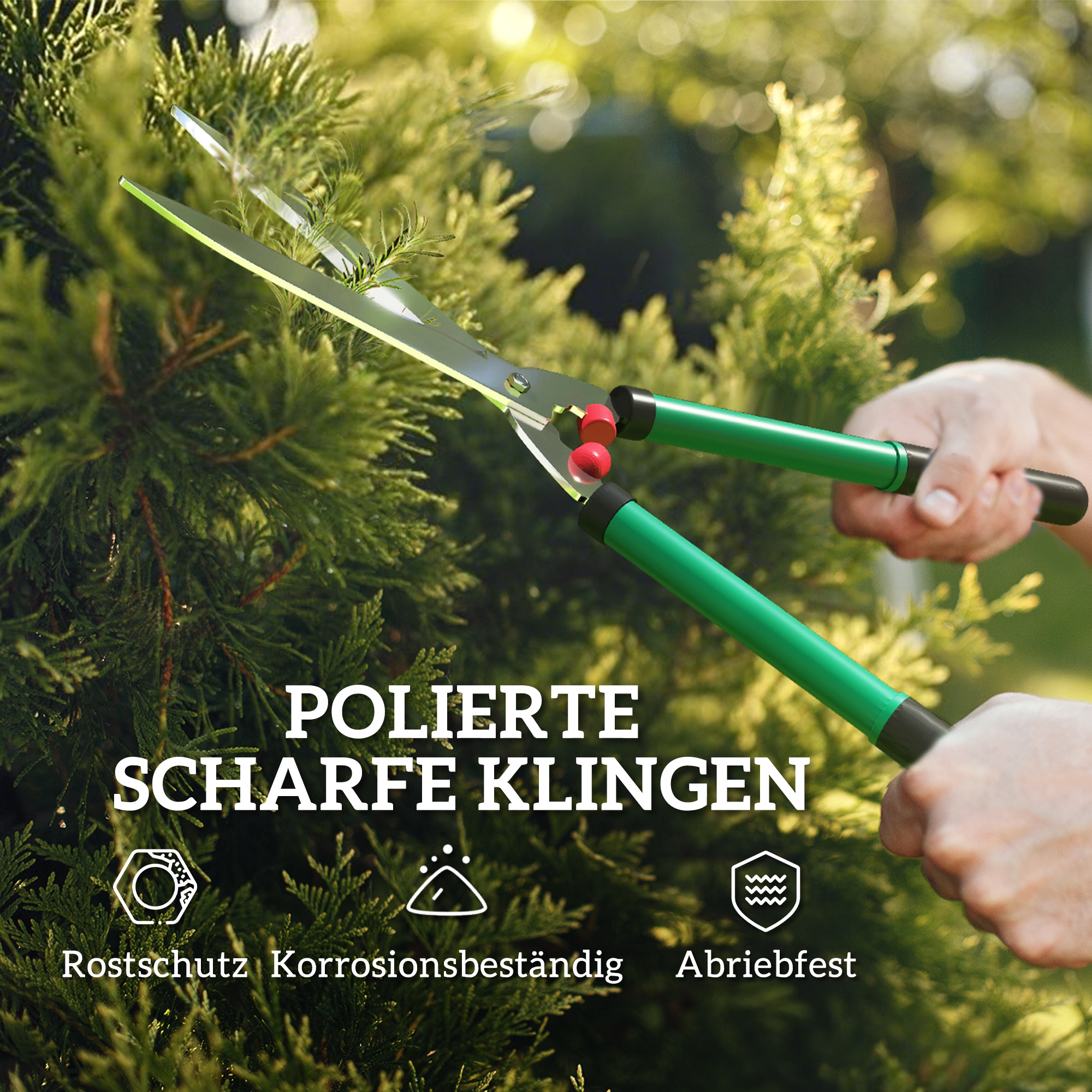 Gartenschere Set 2-teilig Messerlänge 40 cm Astschere mit antihaftbeschichtete Metallklingen