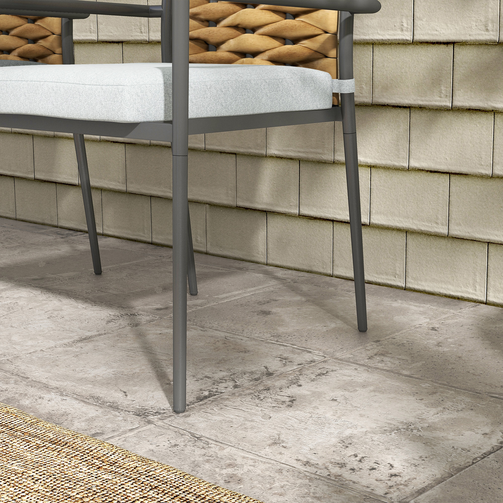 Gartenstühle Outdoor-Stühle Terrassenstühle, wetterbeständig, modernes Design, 57 x 58 x 87cm, Grau