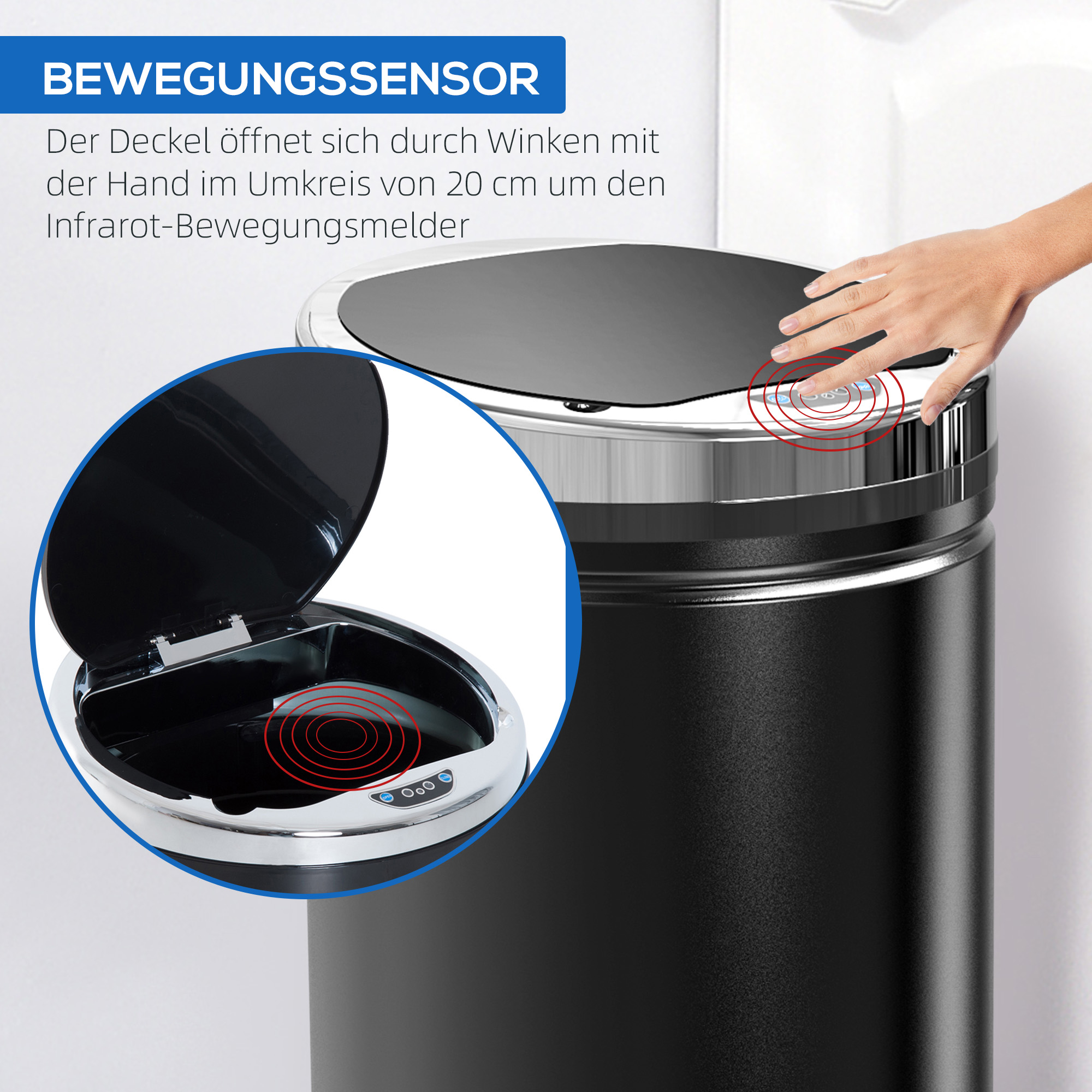 42 L Sensor Mülleimer, Automatischer Abfalleimer, Rostfreier Kücheneimer mit Infrarotsensor, für Küche, Esszimmer