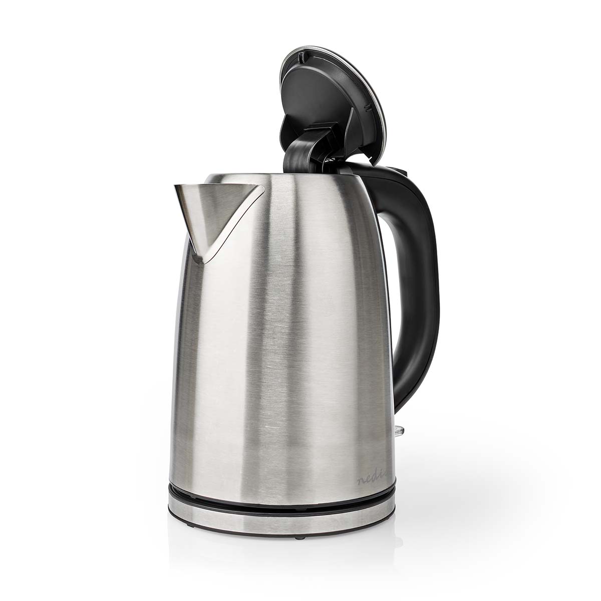 Wasserkocher | 1.7 l | Edelstahl | schwarz / Silber | Um 360 Grad drehbar | Verdecktes Heizelement | Strix Controller | Boil-dry protection