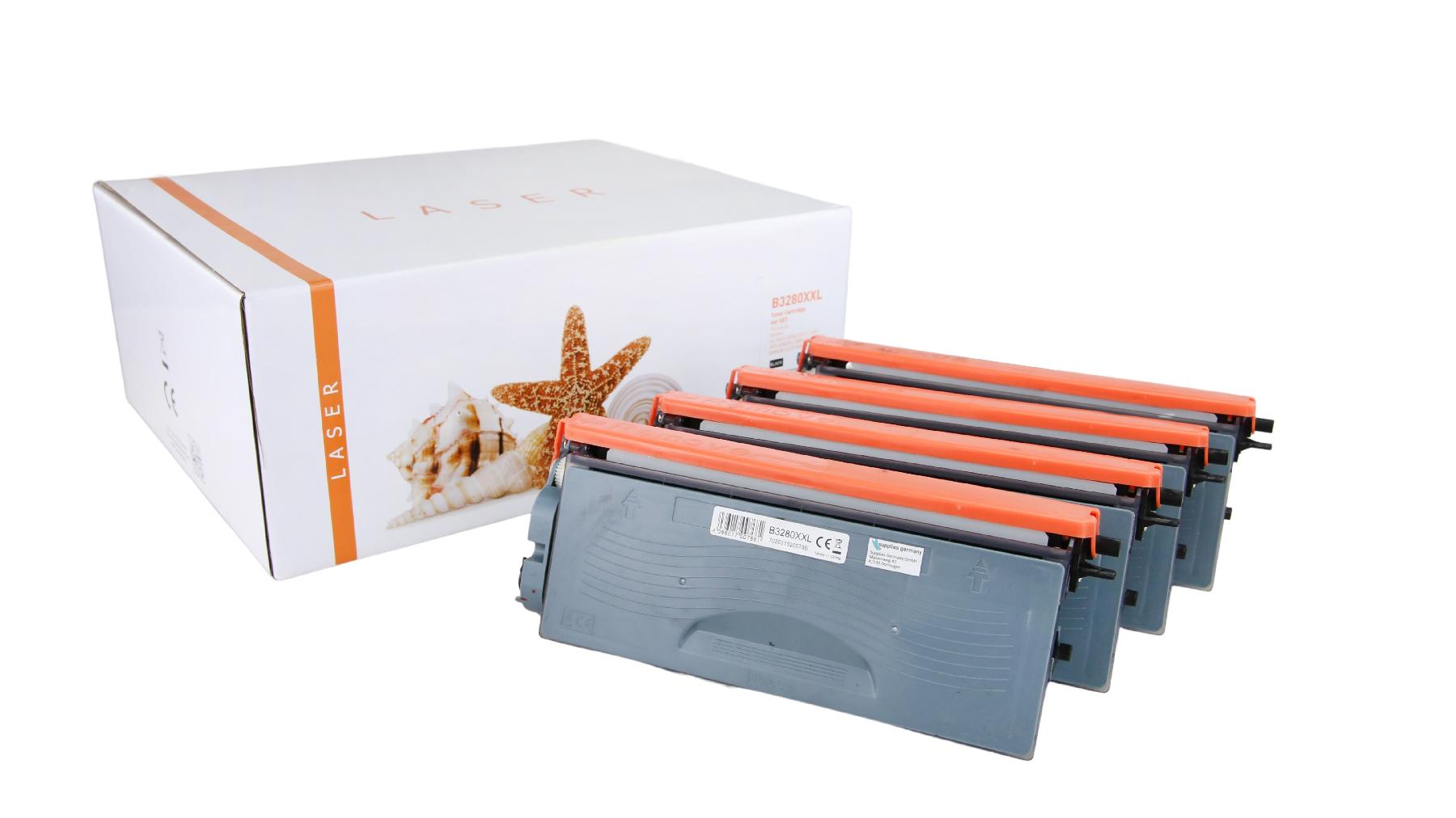 4er Set TN3280XXL alternativ Toner black für  Brother / TN3280XXL / 4x12.000 Seiten