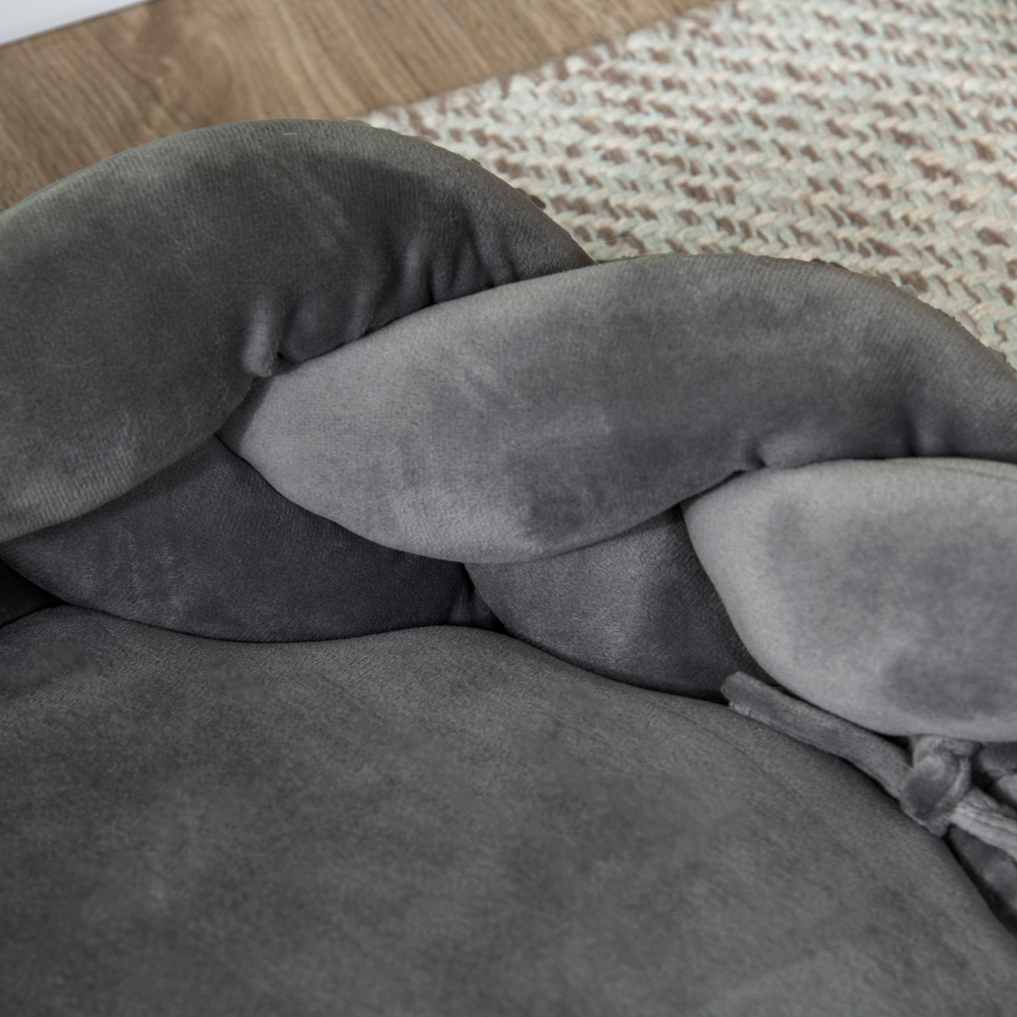 Haustierbett inkl. Kissen, Katzenbett, Hundekorb, waschbar, 55 cm x 55 cm x 14 cm, Grau