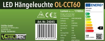 LED Hängeleuchte "CT-OL CCT 60" / 230V, 60cm, 18W, CCT 3000-6000k
