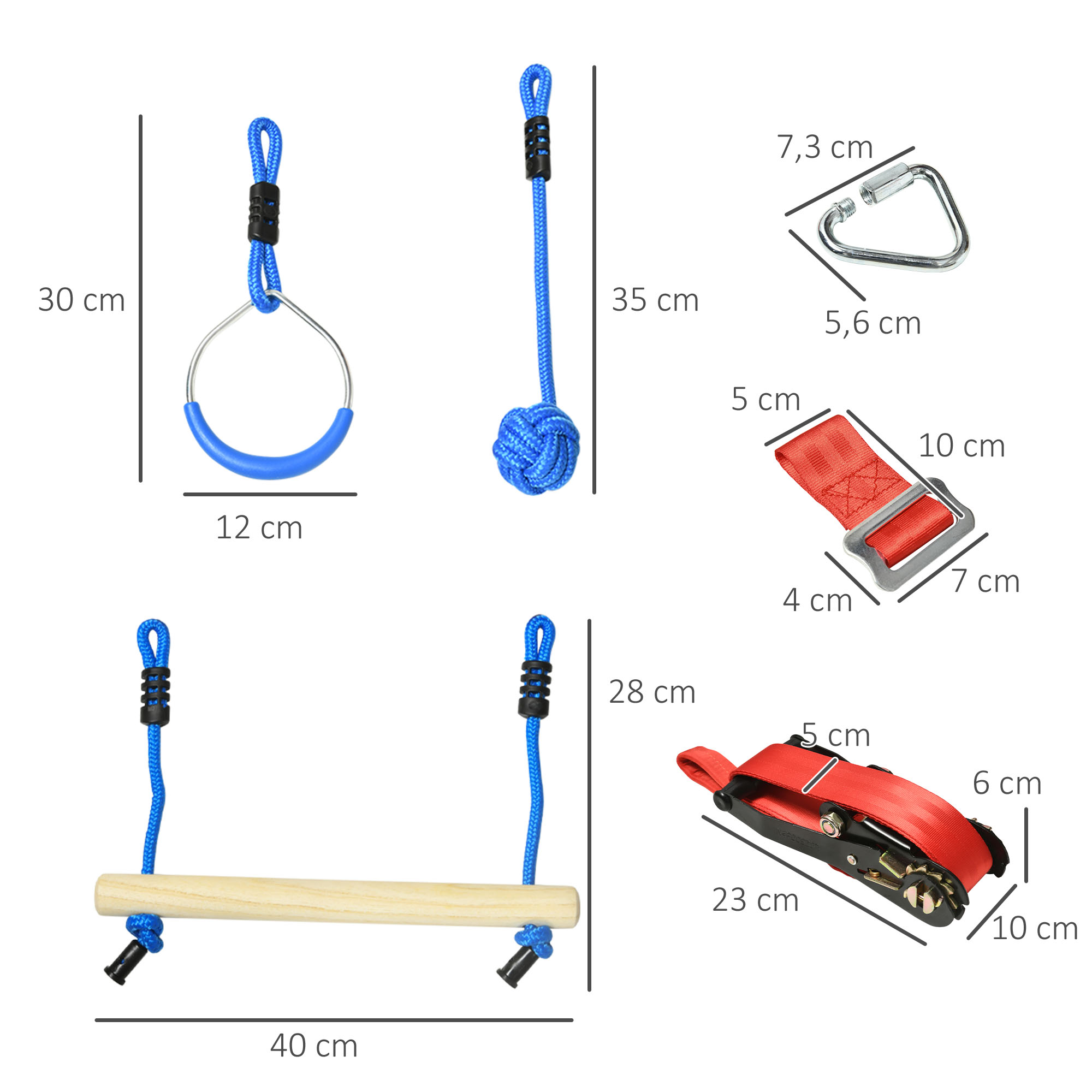 Ninja Kletterset, Slackline, 30-teilig, 10 m Seil, für Kinder 3-6 Jahren