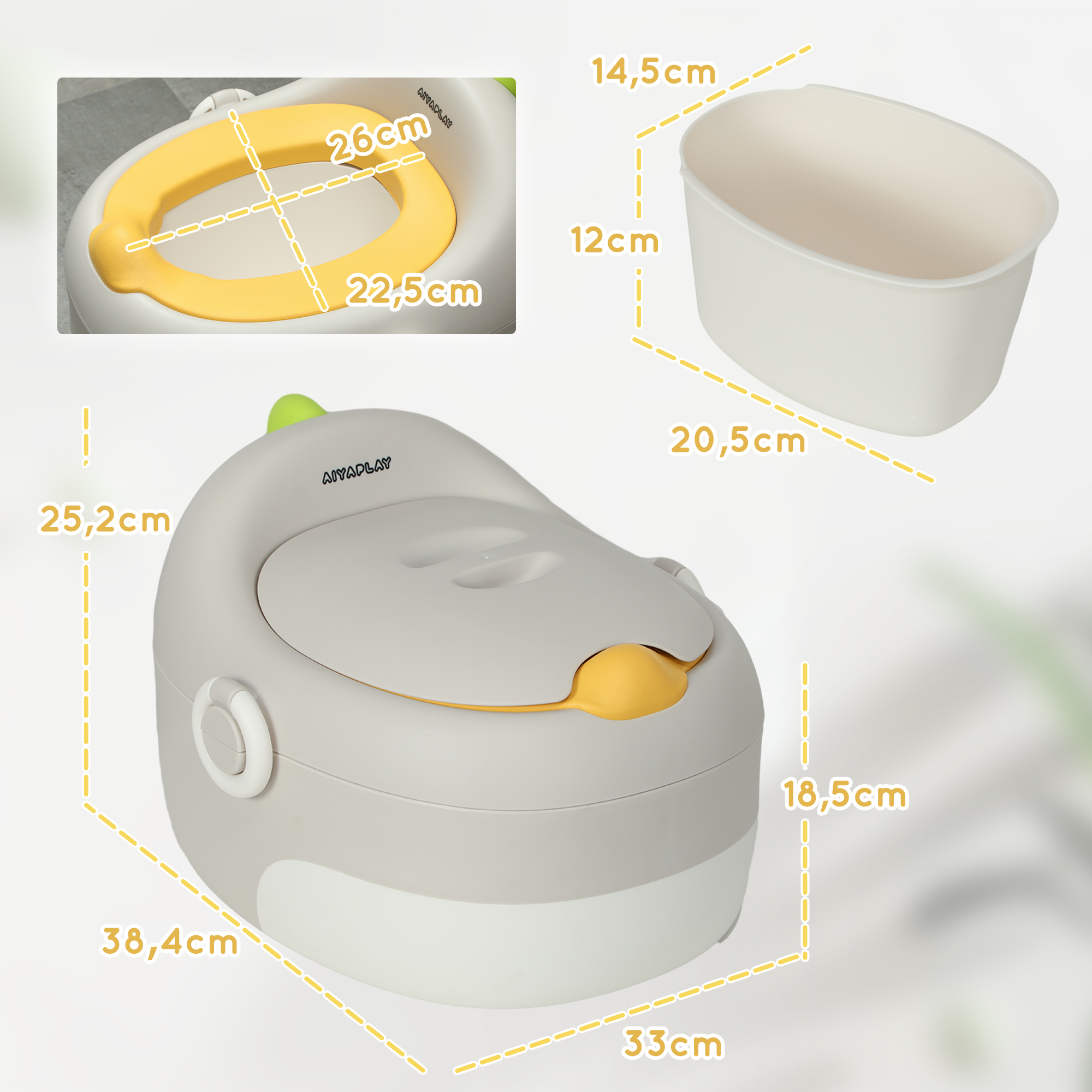 3-in-1 Kinder-Töpfchen, abnehmbarer Sitz, Kunstleder-Polster, bis 50 kg, 6 Monate bis 6 Jahre, Grau