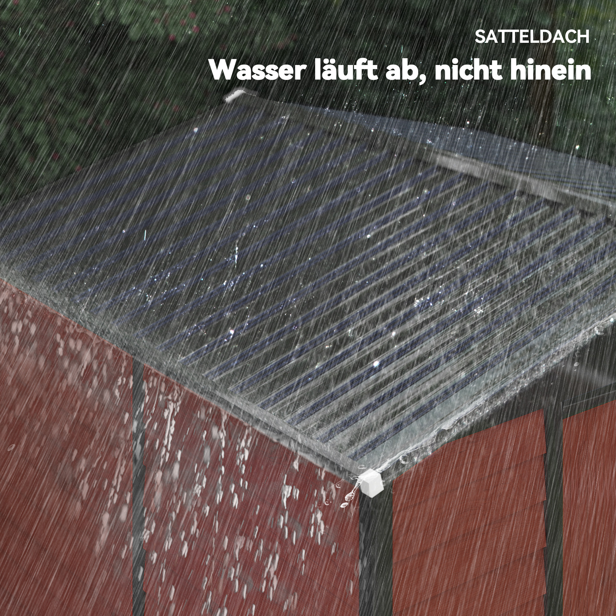 Geräteschuppen, aus Metall, wetterfest & rostfrei, abschließbar,  2,40 x 2,06 x 1,98 m, Teak
