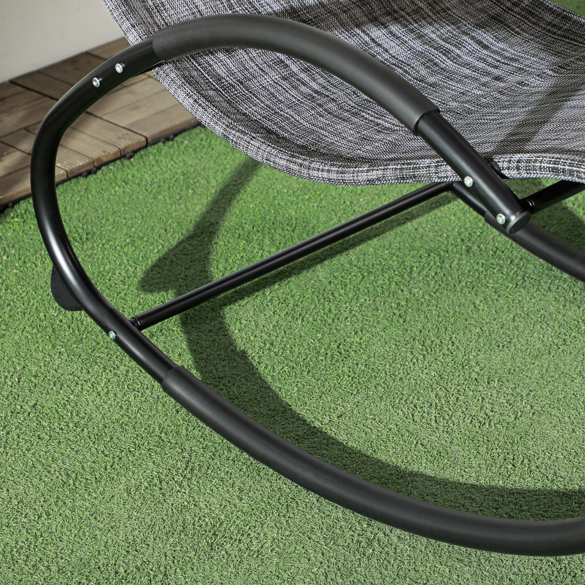 Schaukelstuhl Gartenstuhl Liegestuhl, inkl. Kopfstütze, 155 cm x 61cm x 88 cm, Grau