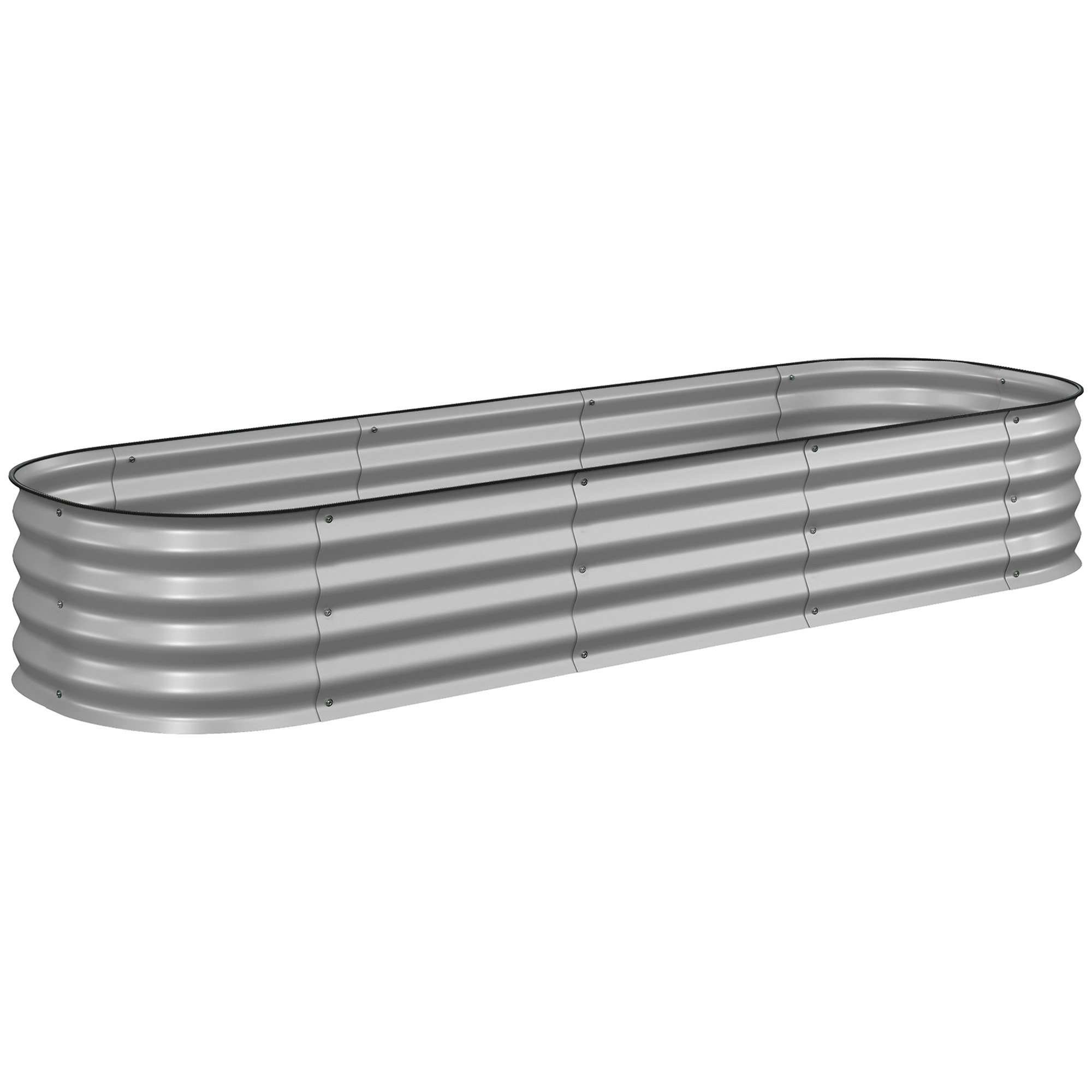 Hochbeet Pflanzenbeet, modulares Hochbett, geschützte Kanten, Design ohne Boden,  195 x 62 x 30 cm, Silber