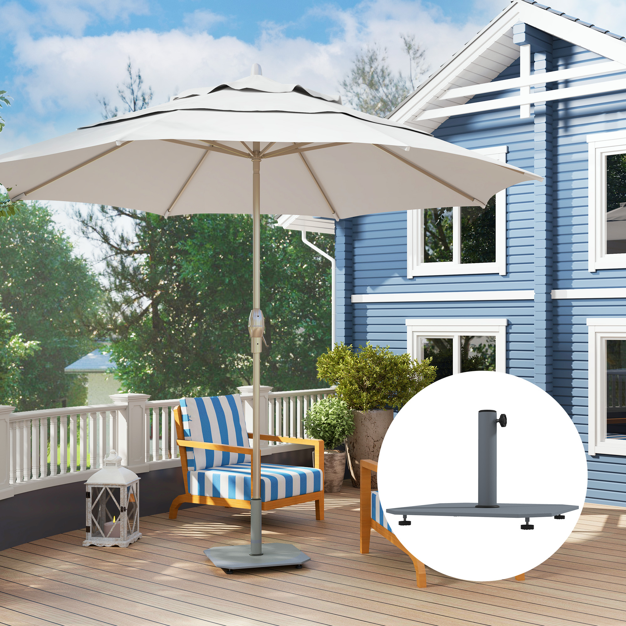 Sonnenschirmständer aus Metall 18,5 kg Schirmständer, Quadratisch Schirmhalter für Sonnenschirm 32/38/48mm