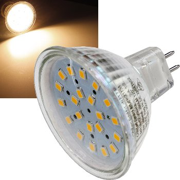 LED Strahler MR16 "H40 SMD", 120°, 3000k, 330lm, 12V/3W, warmweiß