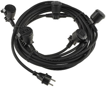 Gartensteckdose für Außen, IP44, 5-fach, Einzelsteckdosen, 5+2,5+2,5+2,5+2,5m