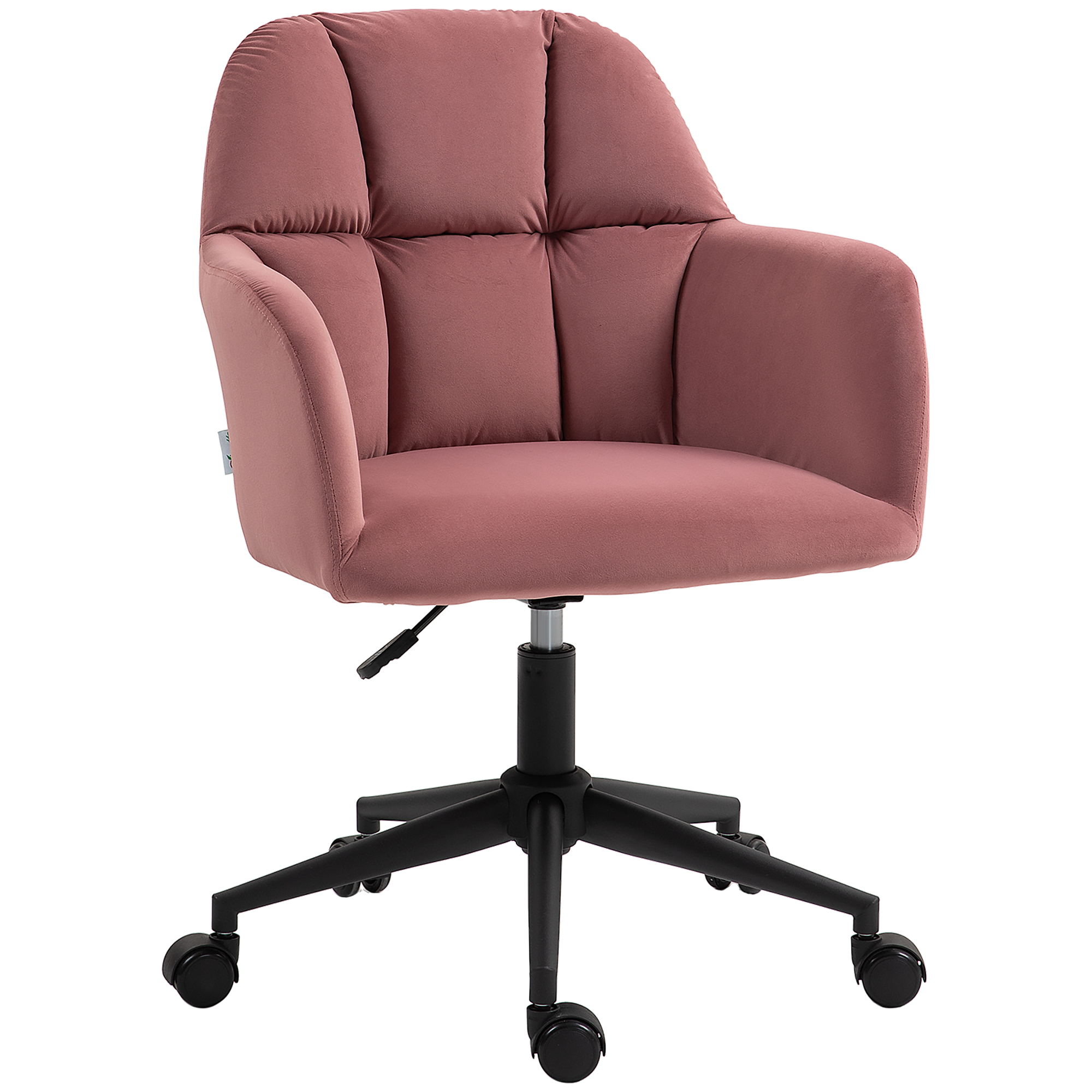 Bürostuhl, ergonomisch, höhenverstellbar, drehbar, Samtoptik, bis 120 kg, Rosa