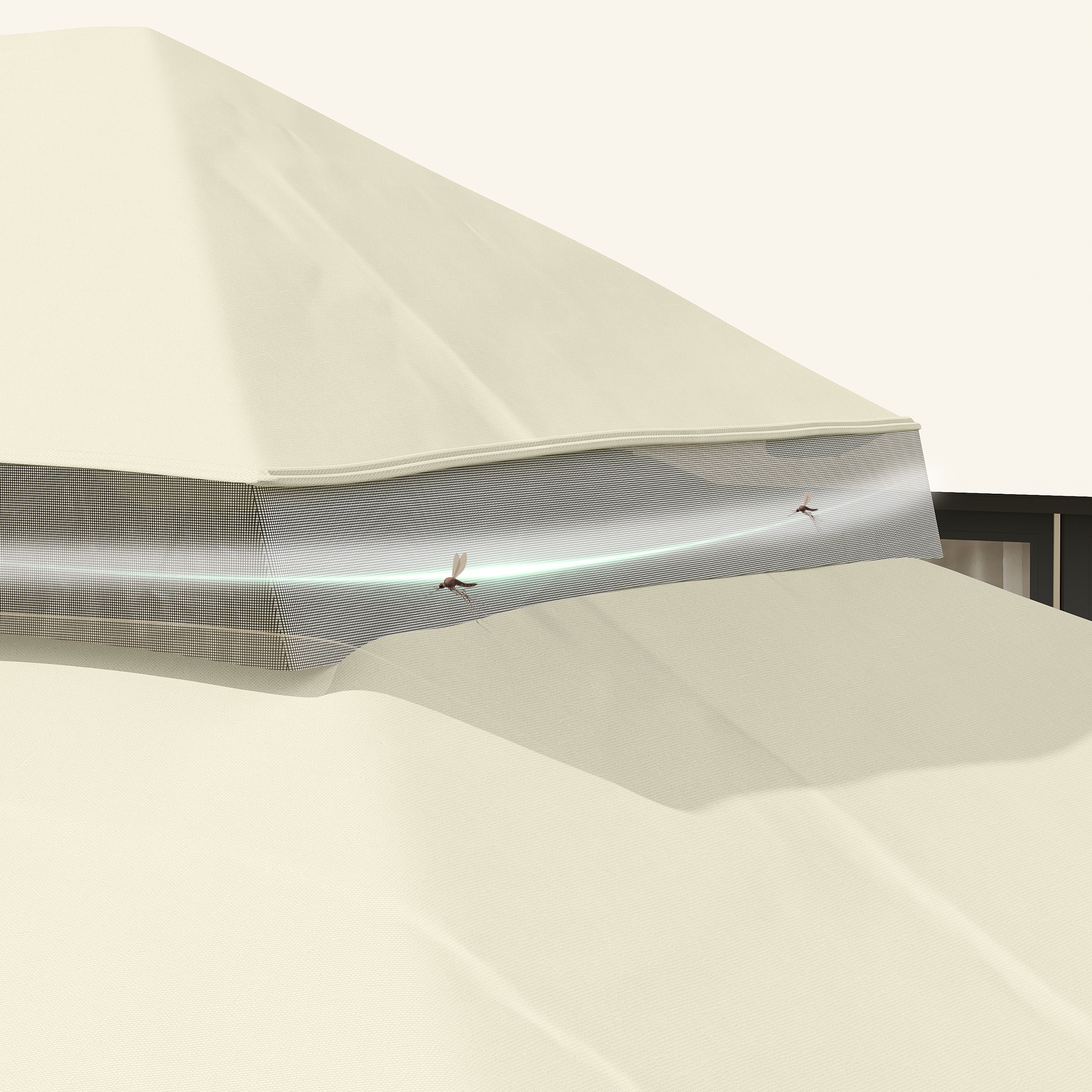 Pavillon-Ersatzdach, 3 x 4 m, Ersatzplane mit Wasserablauf-Öffnungen, Polyester, Sonnenschutz, UPF30+, Cremeweiß