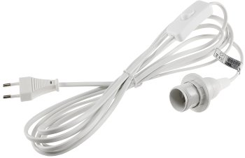Netzkabel mit Schalter und E14 Fassung, 1,4m + 2m lang, weiß
