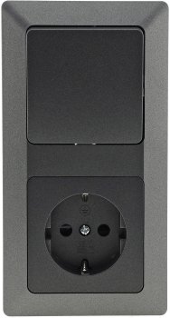 MILOS Set Steckdose + Schalter + Rahmen, 250V~/ 16A, Steckanschluss, Anthrazit MILOS Set Steckdose + Schalter + Rahmen, 250V~/ 16A, Steckanschluss, Anthrazit