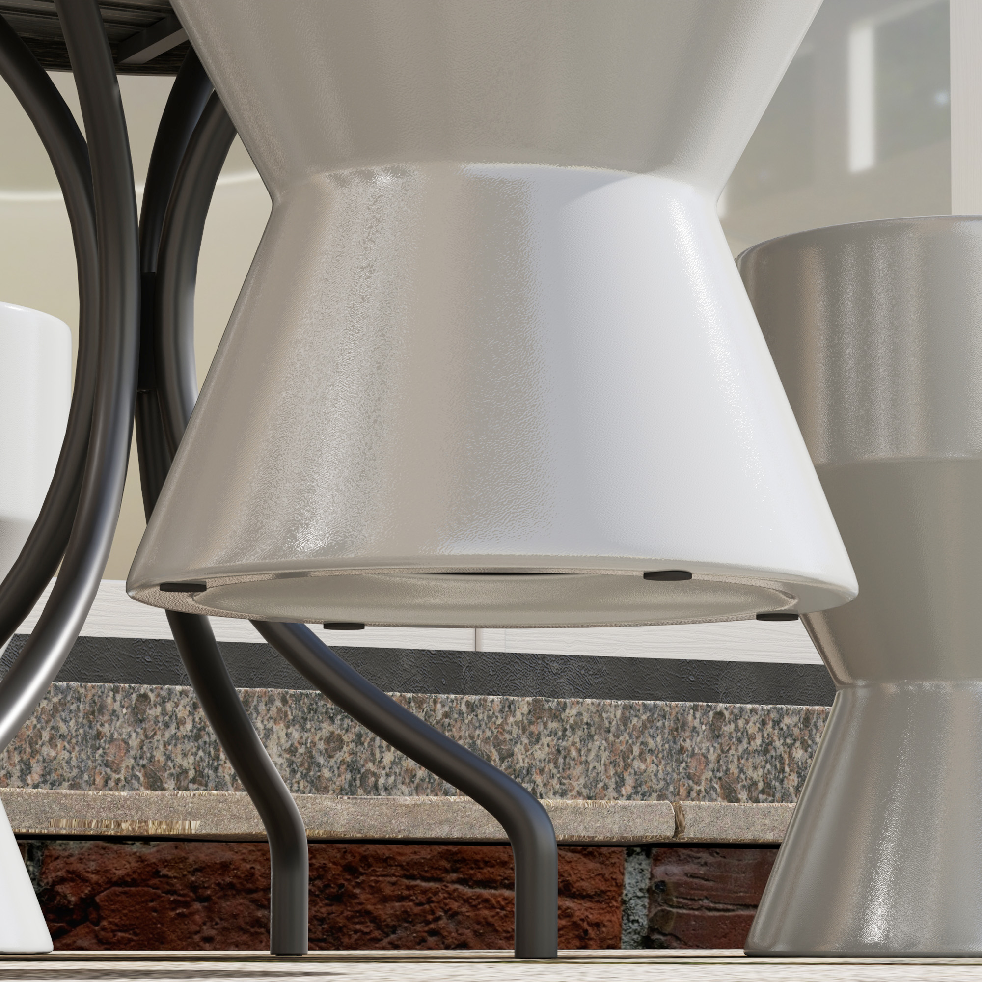 Sitzhocker aus Keramik 120kg belastbar Ø33 x 45,5 cm Wetterfest Garten Hocker in Sanduhrform Hellgrau