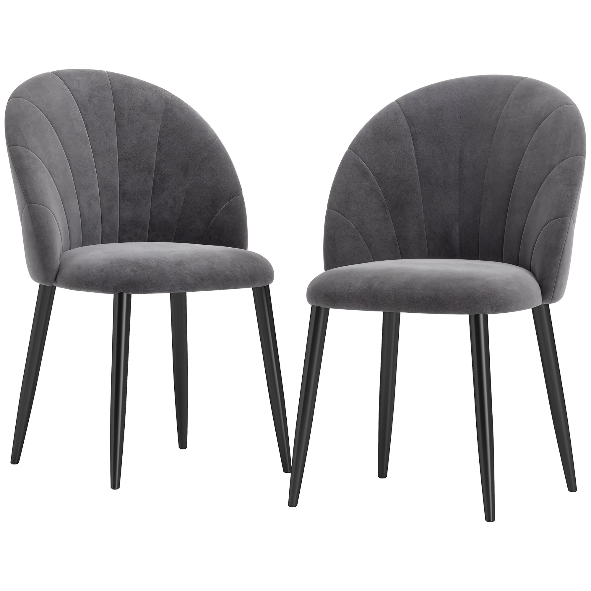 2er-Set Esszimmerstühle Akzentstühle Küchenstühle, Retrodesign, Samtoptik, 52 cm x 54 cm x 79 cm, Grau