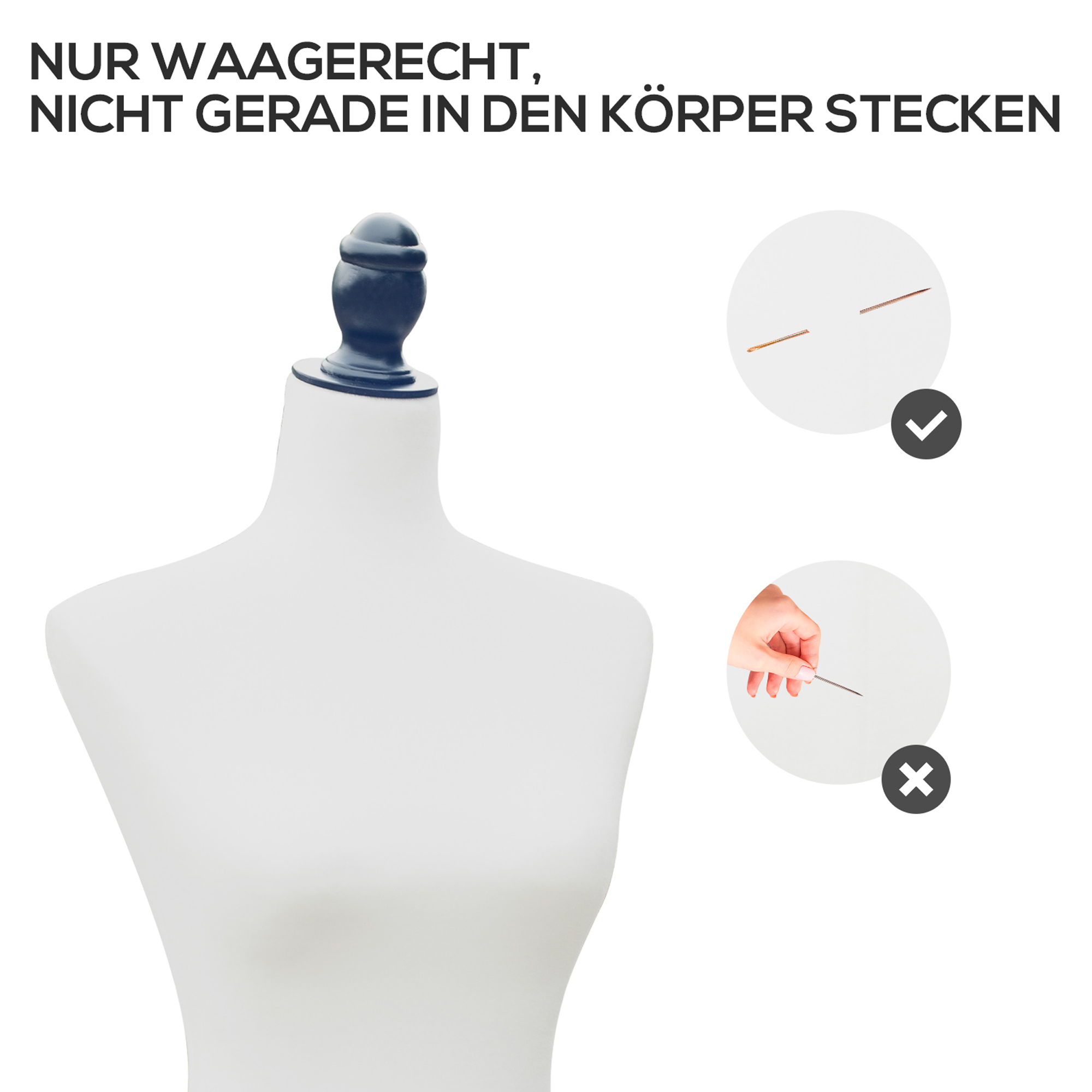 Mannequin-Torso, Kleiderpuppe, Schaufensterpuppe, Schaumstoff, Holz, Metall, Weiß