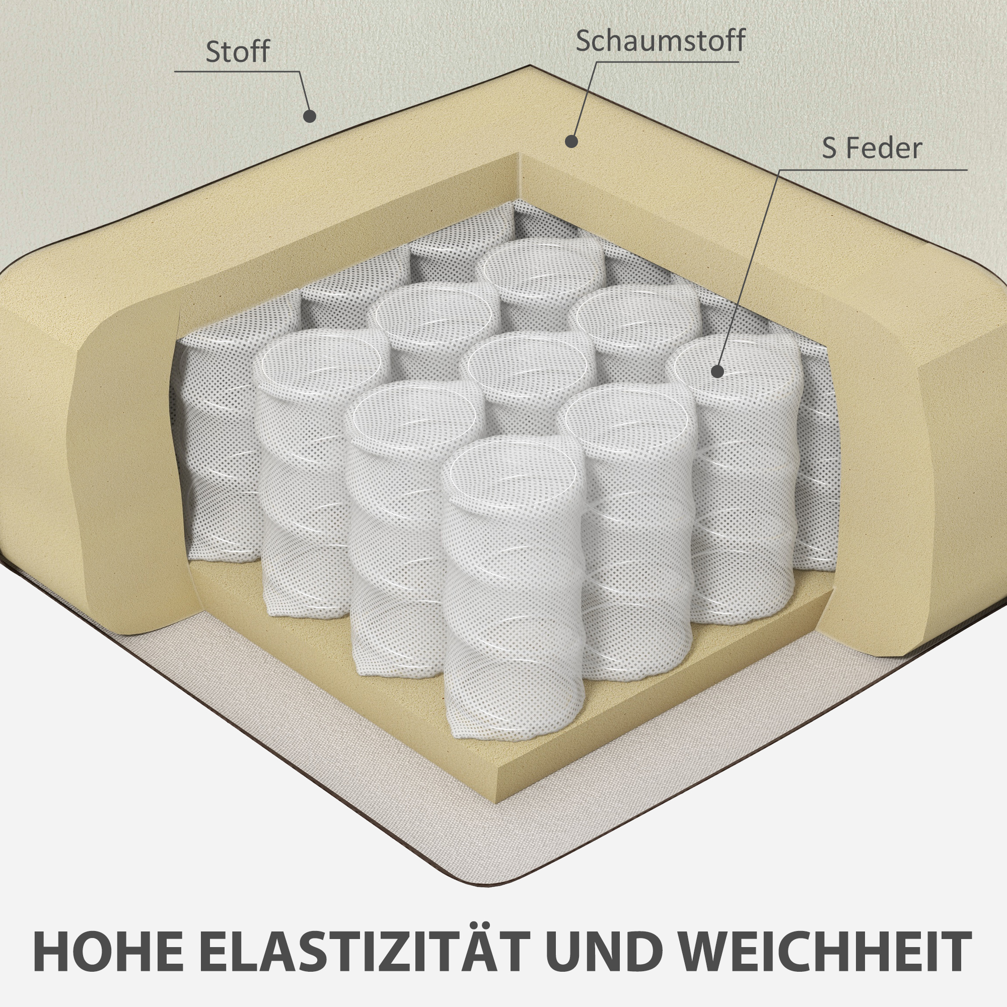 Polstersessel mit Armlehnen, neigbare Rückenlehne, Kautschukholzbeine, Cremeweiß