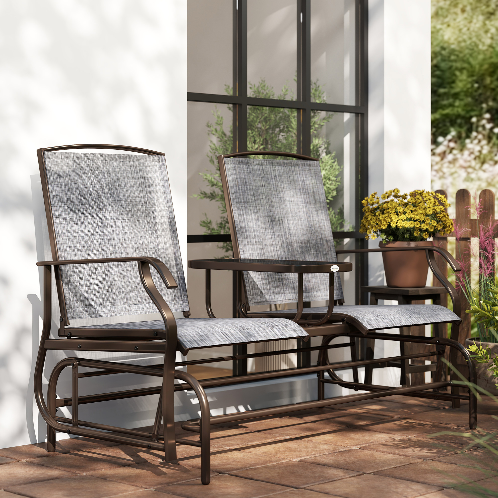 Gartenbank Schaukelstuhl Sitzbank Schaukelbank Gartenstuhl mit Tisch Schaukel Bank 2-Sitzer