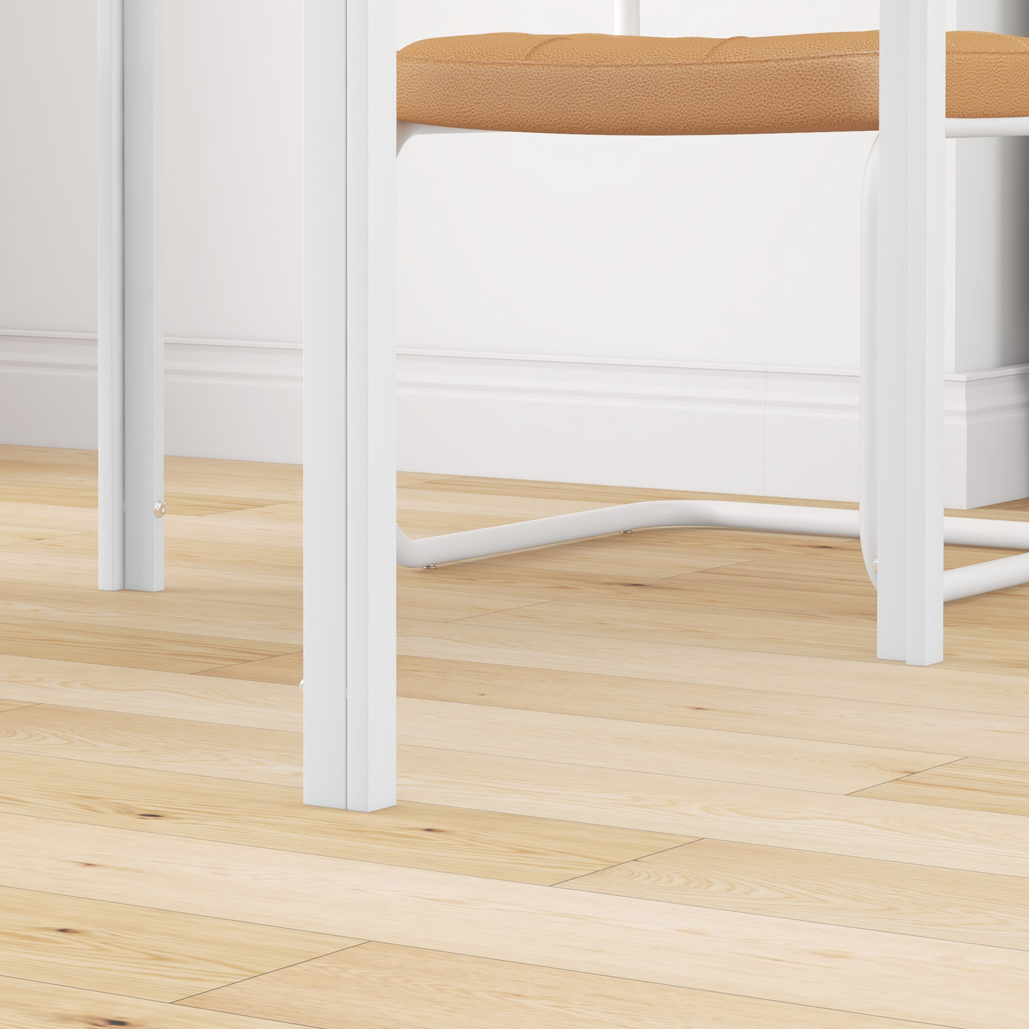 Quadratischer Esstisch für 4 Personen, Tischplatte aus Hartglas, für Küche und Esszimmer, 75 x 75 x 75 cm, Weiß