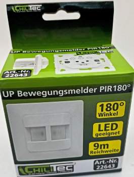 Unterputz PIR-Bewegungsmelder 180°, LED geeignet, 2-Draht Technik RESTBESTAD