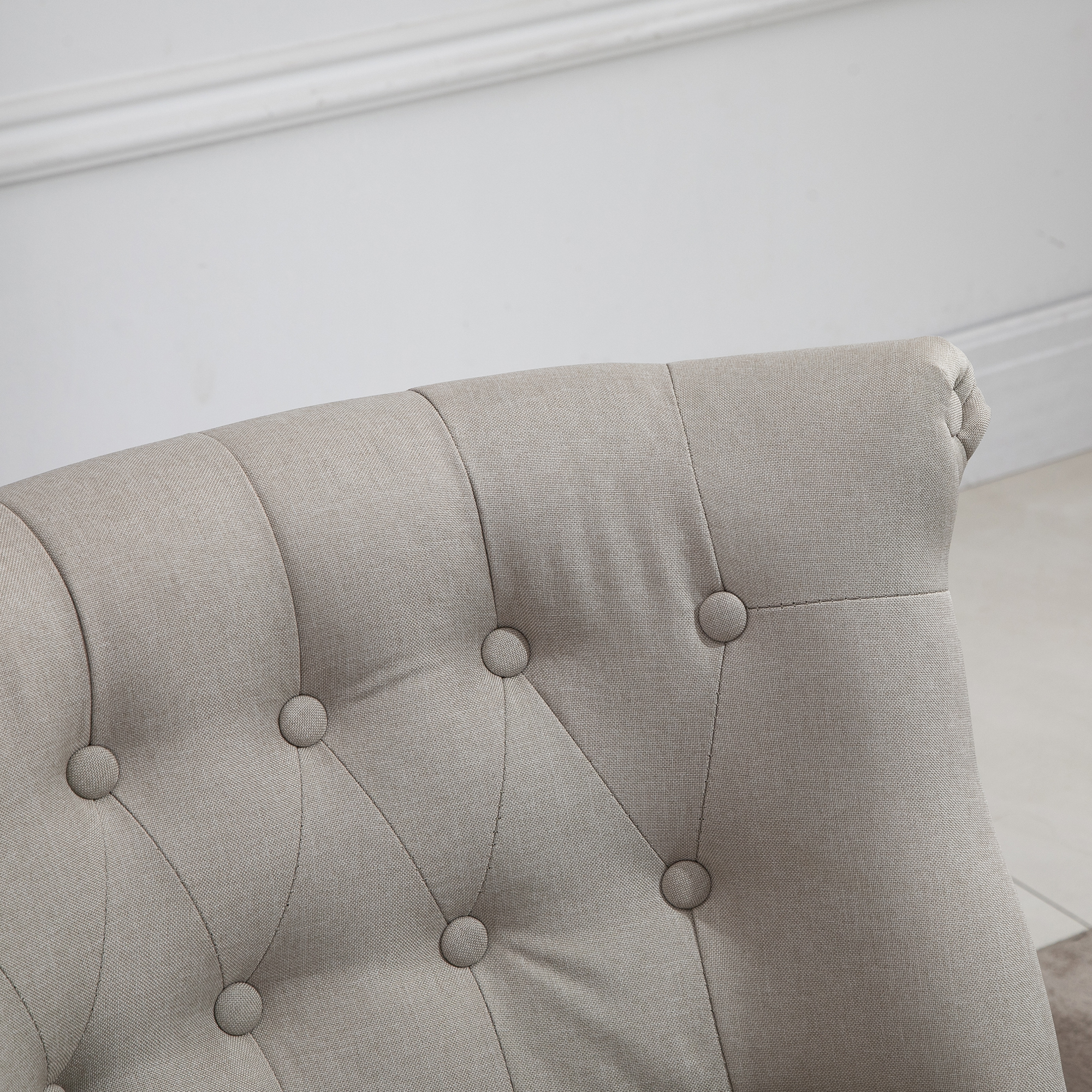 Relaxsessel Vintage Ruhesessel Relaxstuhl Polstersessel Esszimmerstuhl Leinenbezug Holzgestell Beige+Schwarz 67 x 67 x 78 cm