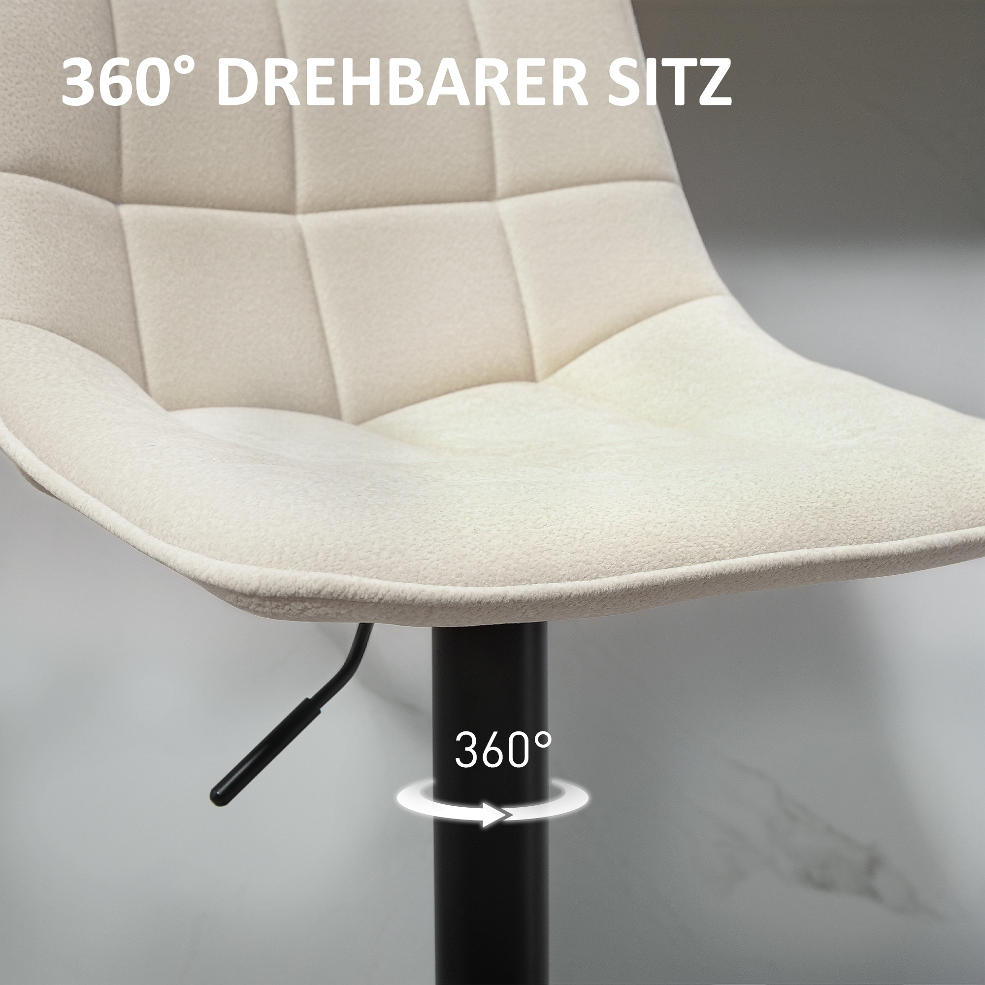 Moderner Barhocker, 2er-Set drehbare Barstühle mit Rückenlehne, höhenverstellbar, mit Fußstütze, gepolstert, Beige
