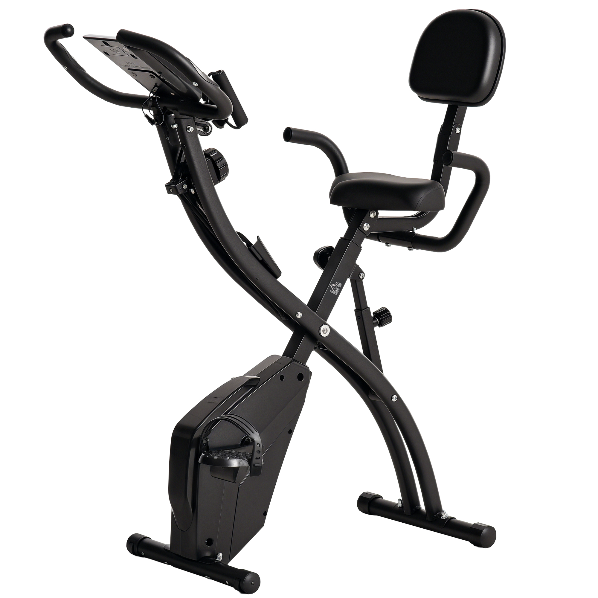 Heimtrainer X-Bike 2-in-1 Fahrradtrainer mit LCD-Display,Pulsmesser, klappbarer Hometrainer Trimmrad mit 8 stufig Magnetwiderstand, 1 Paar Spannseil, Stahl Schwarz 105x48x118 cm