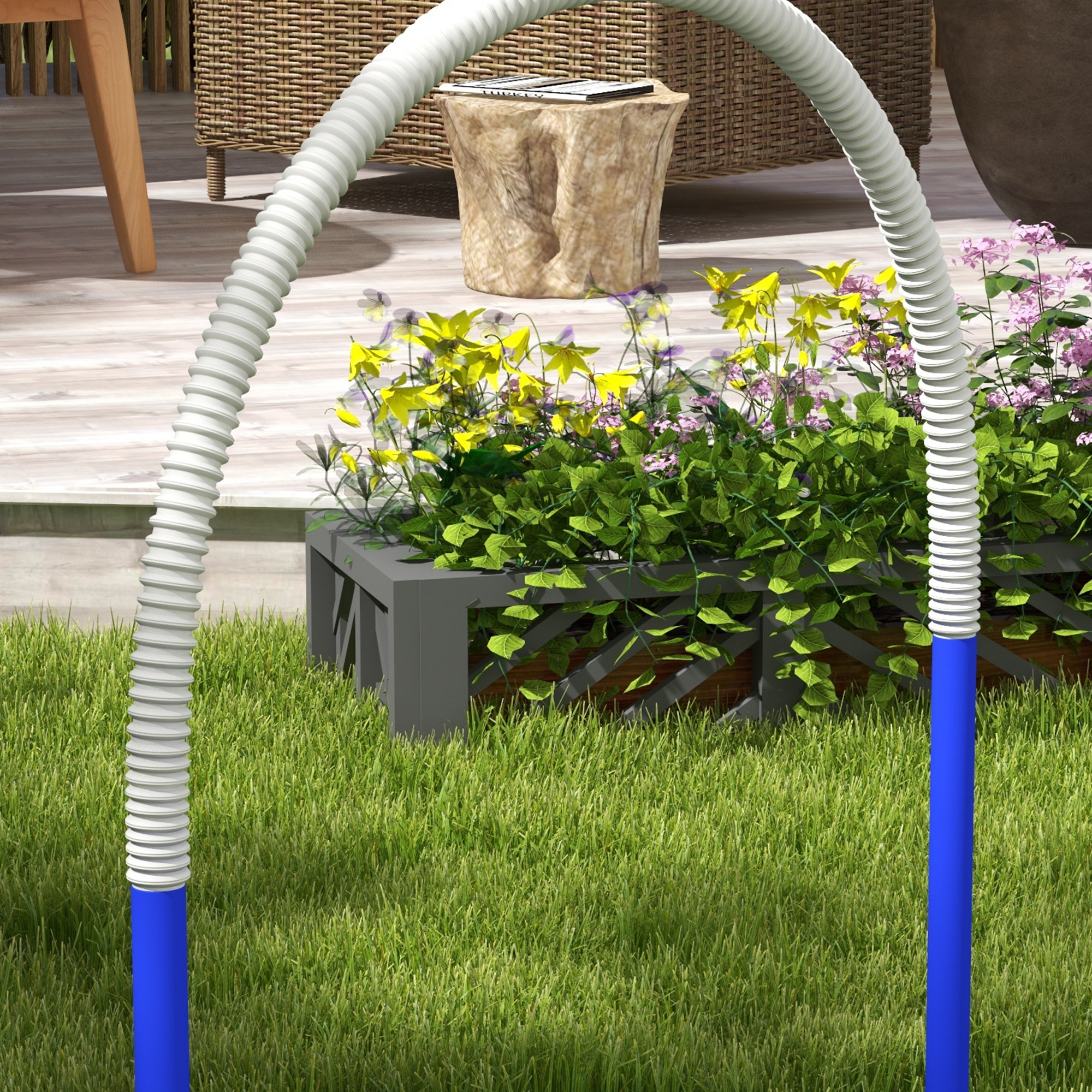 Agility-Set für Hunde, Hundetraining, 4 Bögen, für Einsteiger, mit Tragetasche, blau+weiß, 88 x 64 x 95cm