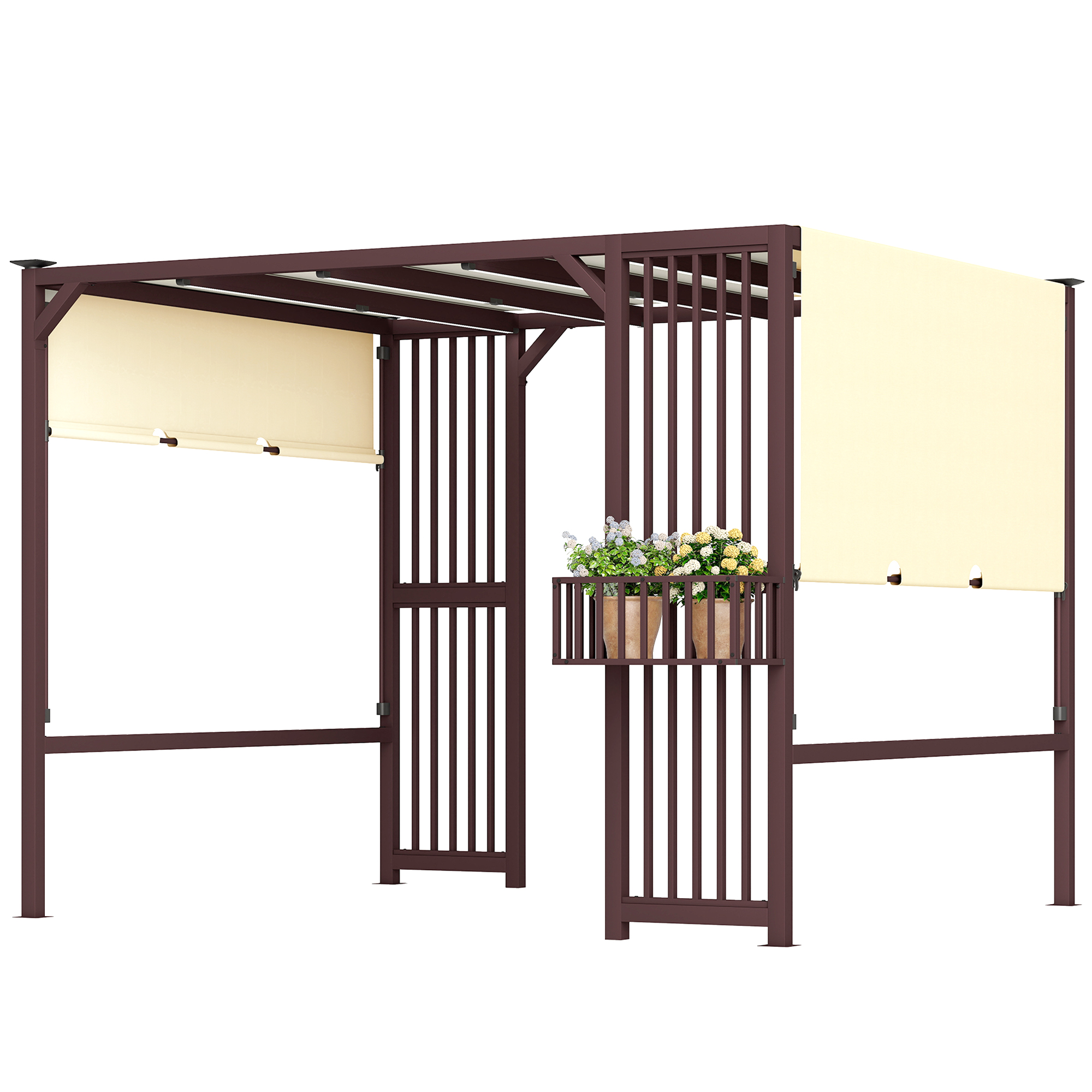 Pergola Pavillon 3x2,5m UV 30+Stabil winterfest Sonnenschutz mit verstellbar Schiebedach Dunkelbraun
