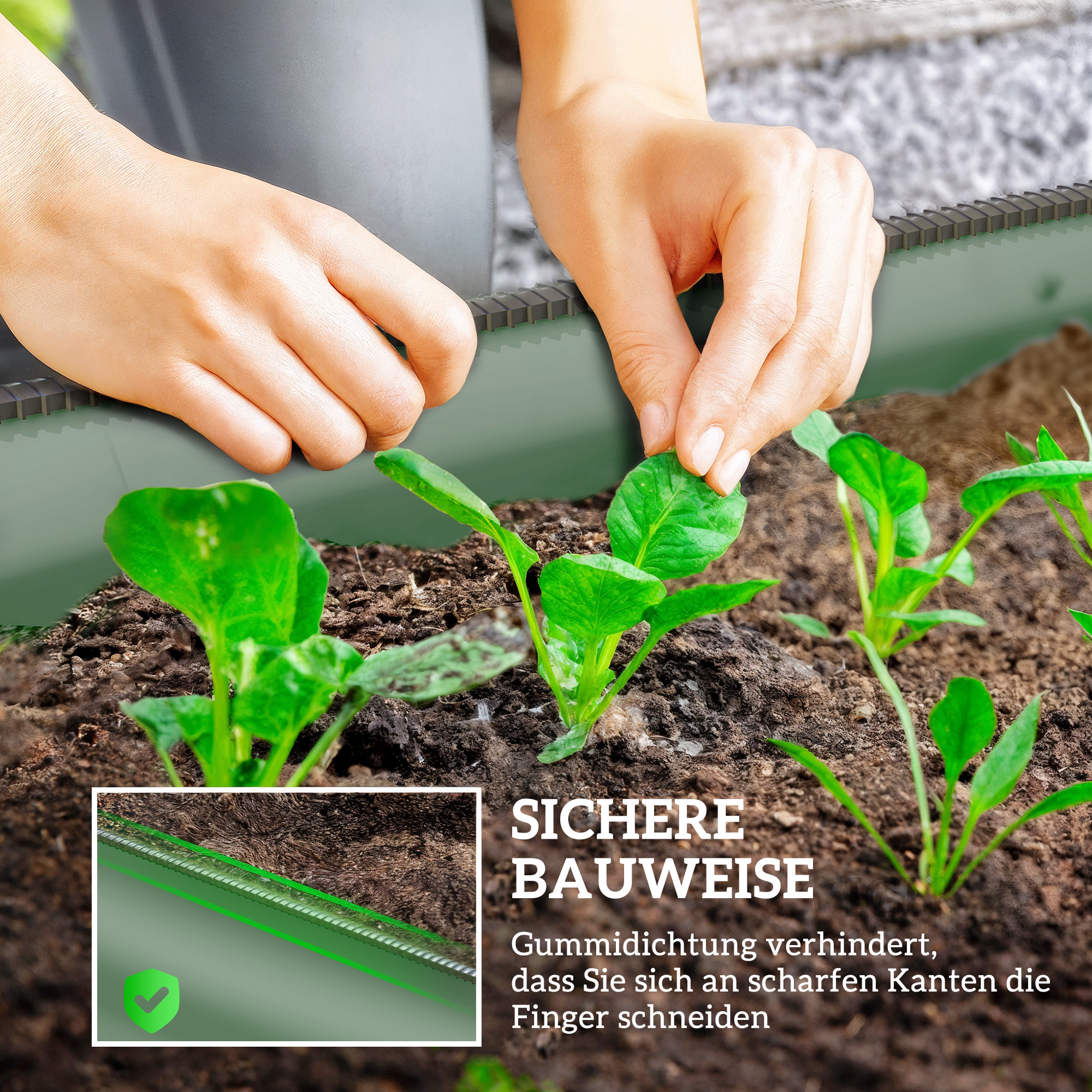 Hochbeet Pflanzenbeet, modulares Hochbett, geschützte Kanten, Design ohne Boden,  150 x 62 x 30 cm, Grün