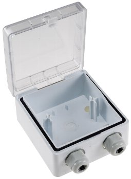 Aufputz Gehäuse mit Schutzklappe, IP54, 110x105x57mm, 2 Kabelschlüsse