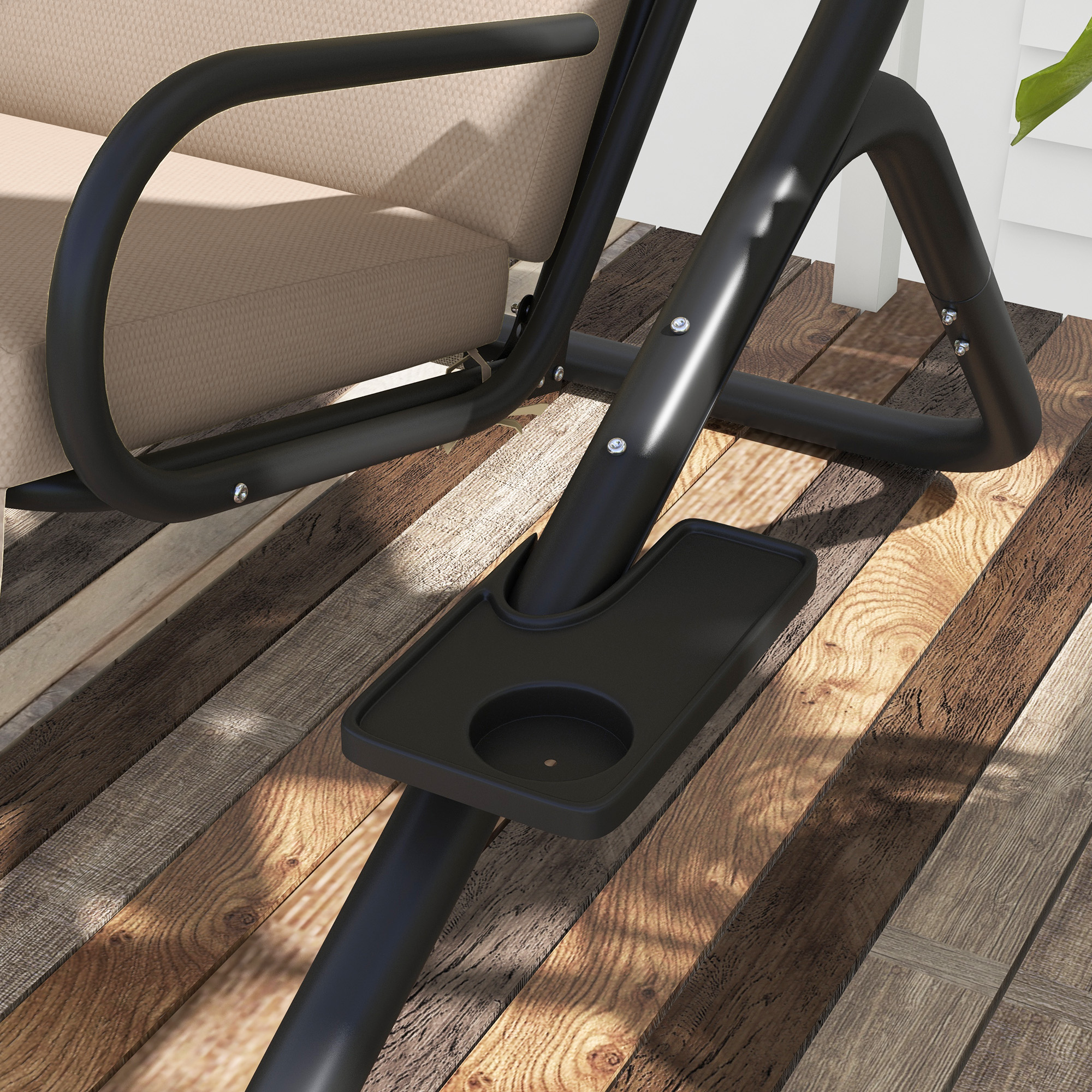 Hollywoodschaukel Gartenschaukel, wetterbeständig,2 getrennte Size, 2 Getränkehalter, 170 cm x 136 cm x 170 cm, Beige