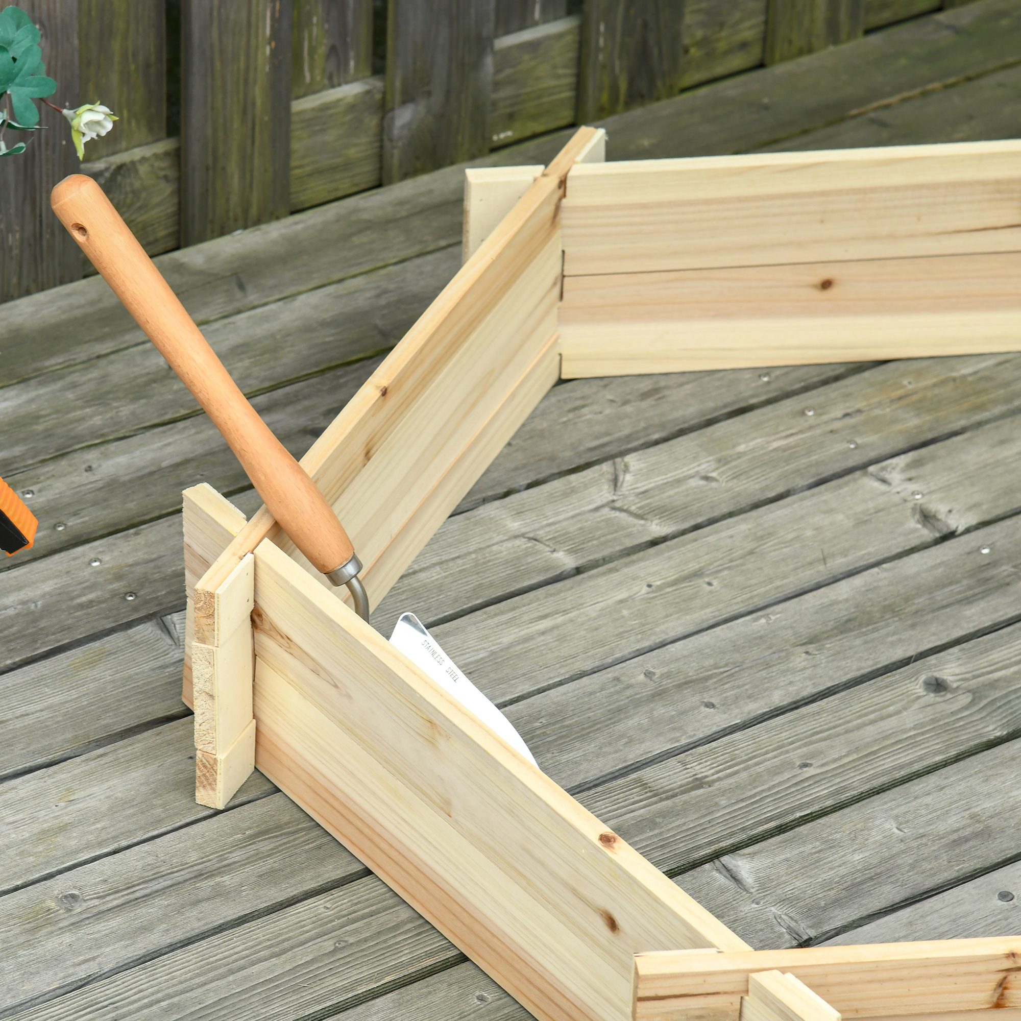 Hochbeet sechseckig DIY Pflanzkübel Pflanzkasten aus Holz für Garten Balkon Natur 100 x 92 x 16 cm