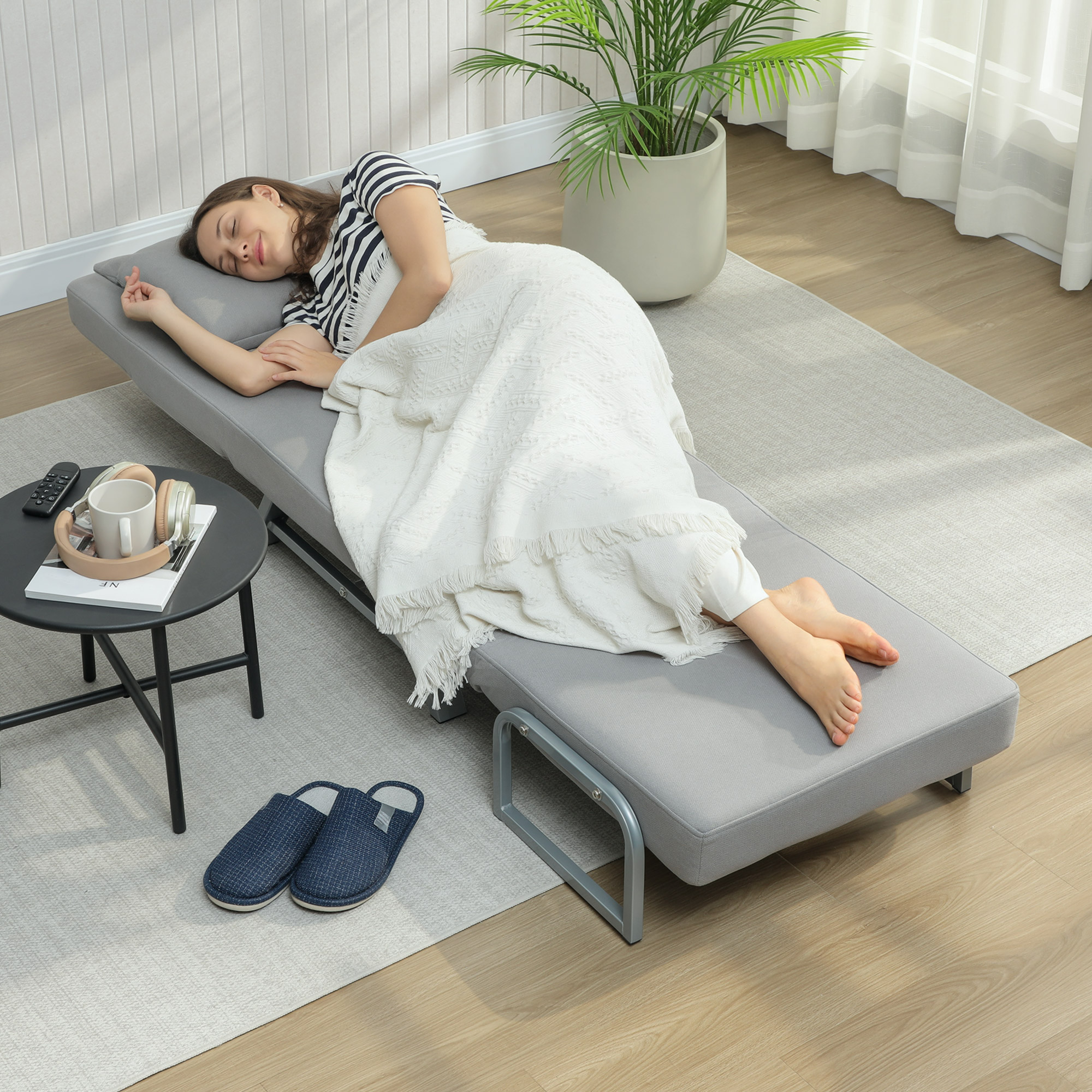 Schlafsessel, Polstersessel, zum Gästebett umwandelbar, ergonomisch, Hellgrau