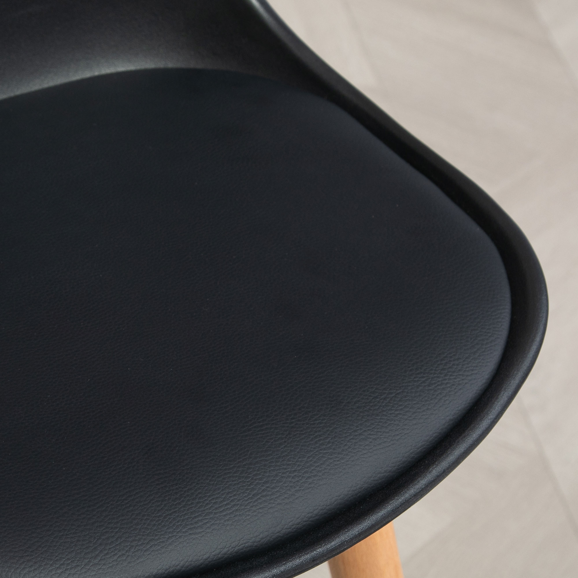 2er-Set Barhocker Barstühle Skandi-Design, Fußtstütze, 43 cm x 43 cm x 91 cm, Natur + Schwarz