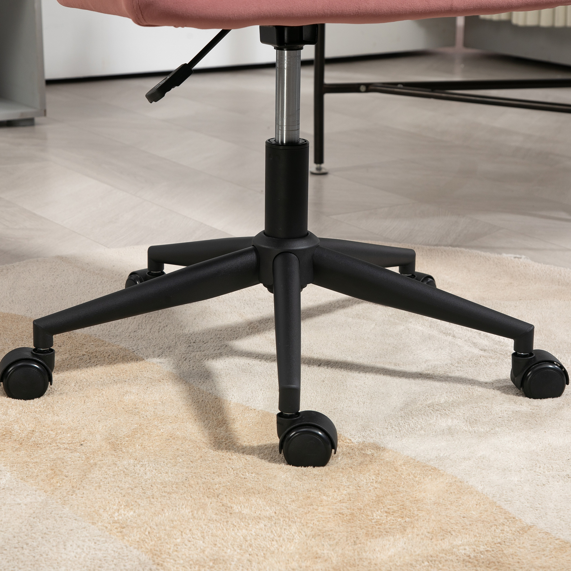 Bürostuhl, ergonomisch, höhenverstellbar, drehbar, Samtoptik, bis 120 kg, Rosa