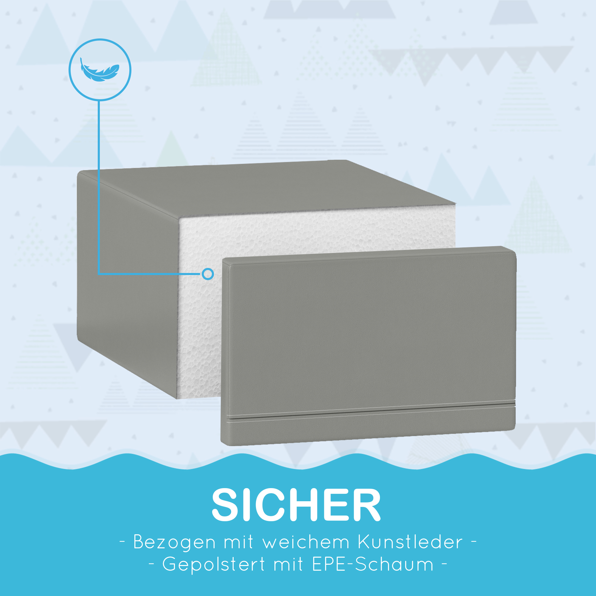 Kletter- und Rutschspielzeug für Kinder, fördert Motorik, Kunstleder, EPE-Schaum, 86x49x47 cm, Grau