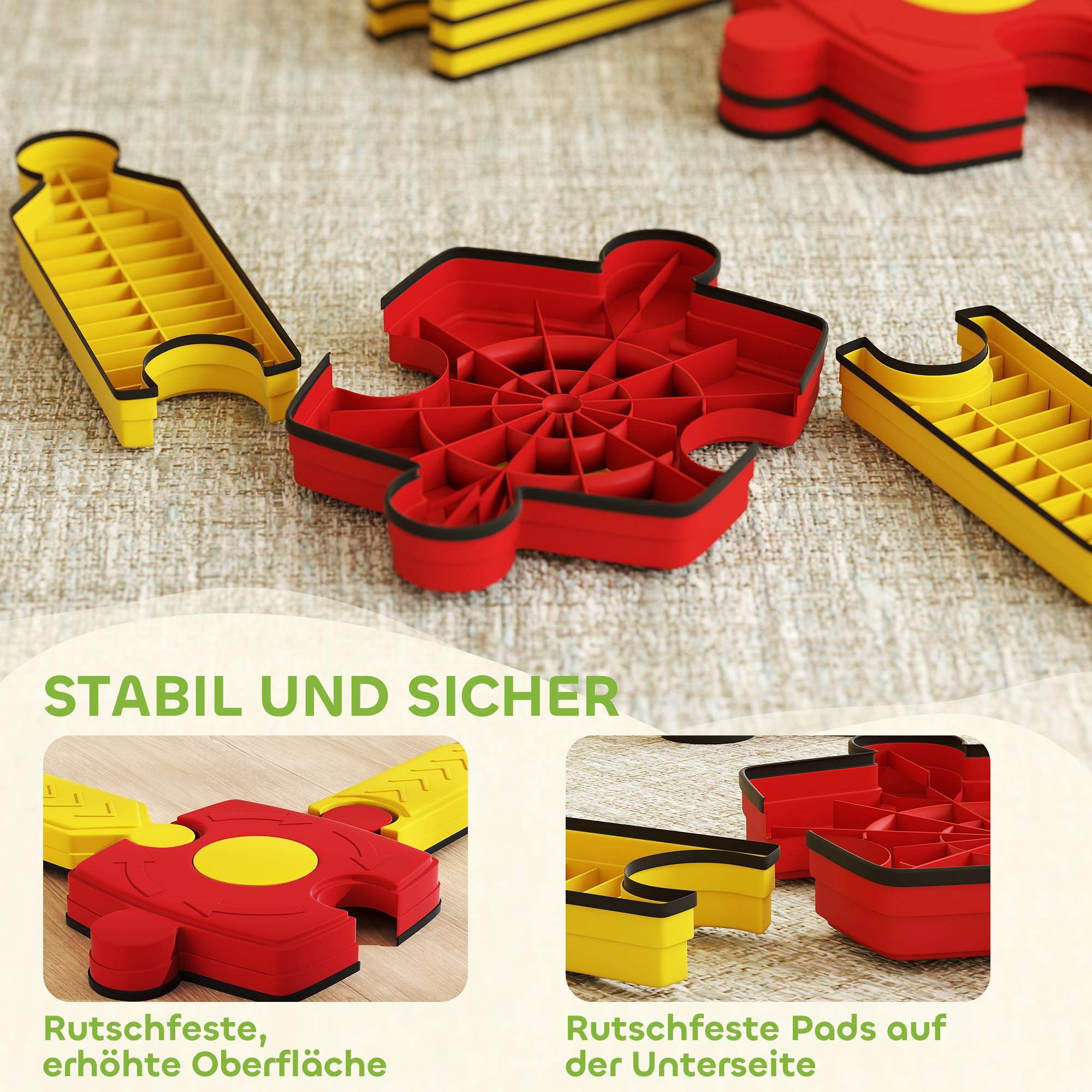 Kinder Schwebebalken-Set, frei gestaltbar, Kunststoff, flexible Teile, Gelb+Rot
