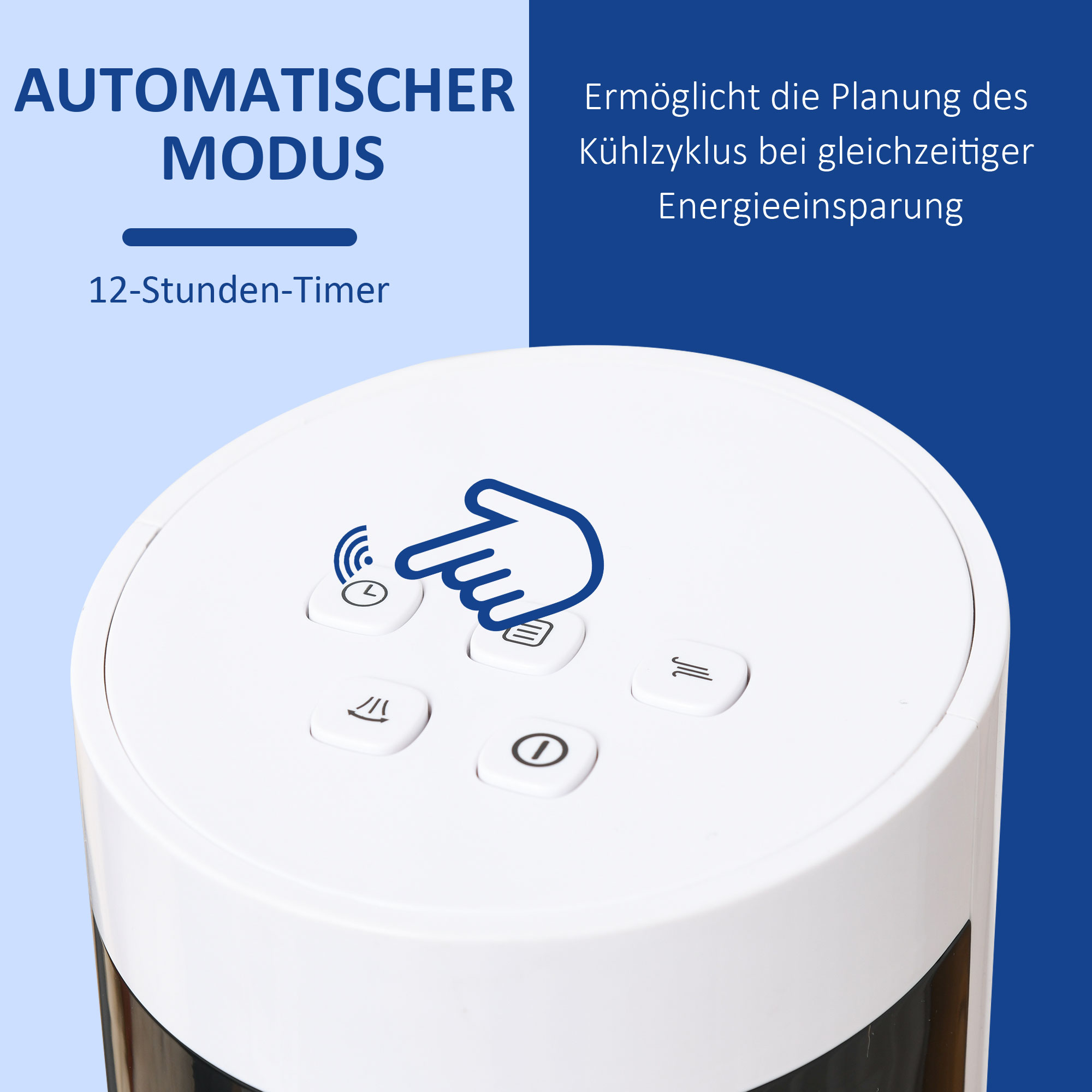 Turmventilator, Standventilator mit 3 Belüftungsstufen, Fernbedienung, 50W Ventilator mit 12H Timer, LCD-Anzeige, 85° Oszillation, für Schlafzimmer, Weiß