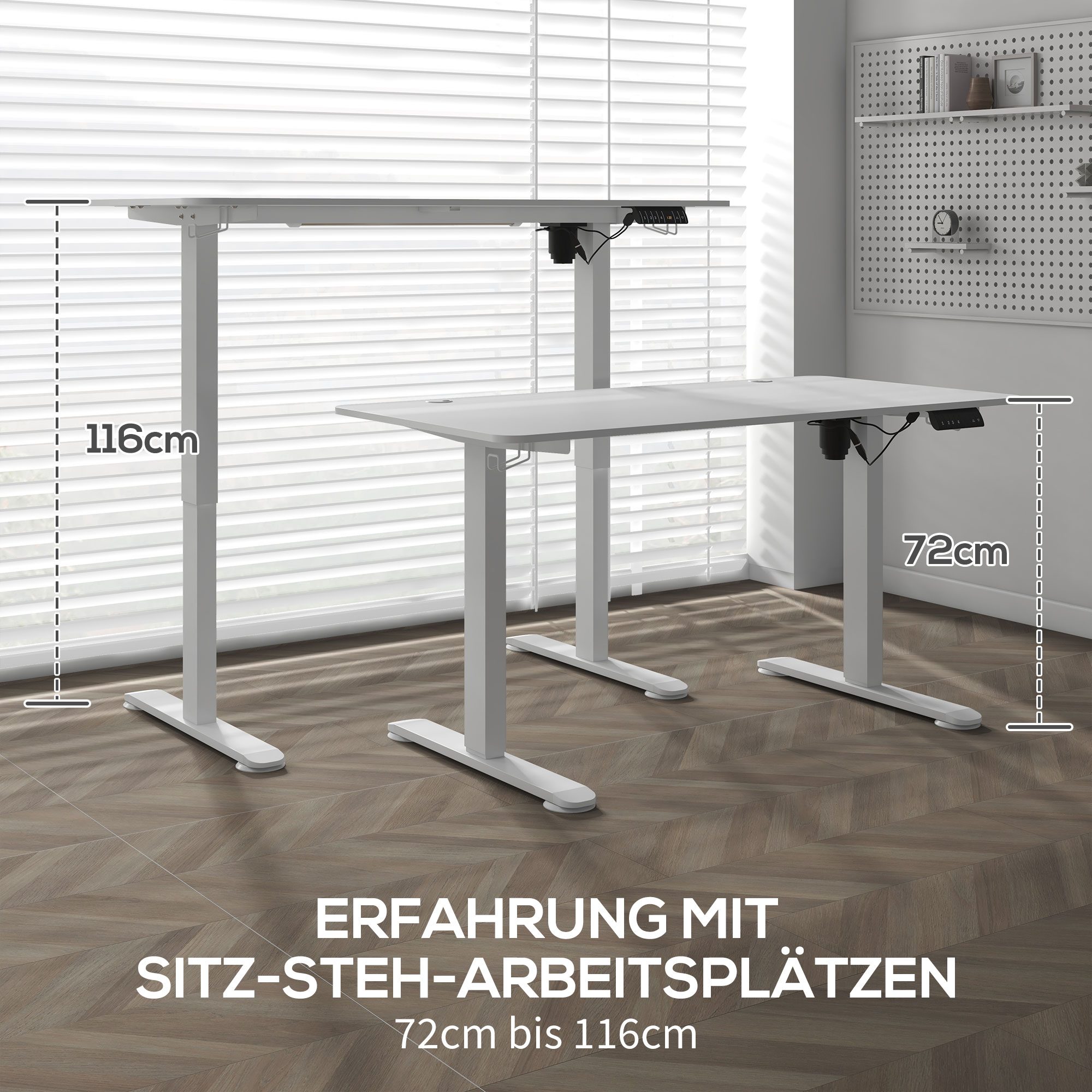 Stehpult höhenverstellbarer Computertisch Schreibtisch, 140 cm x 70 cm x 116 cm, Weiß