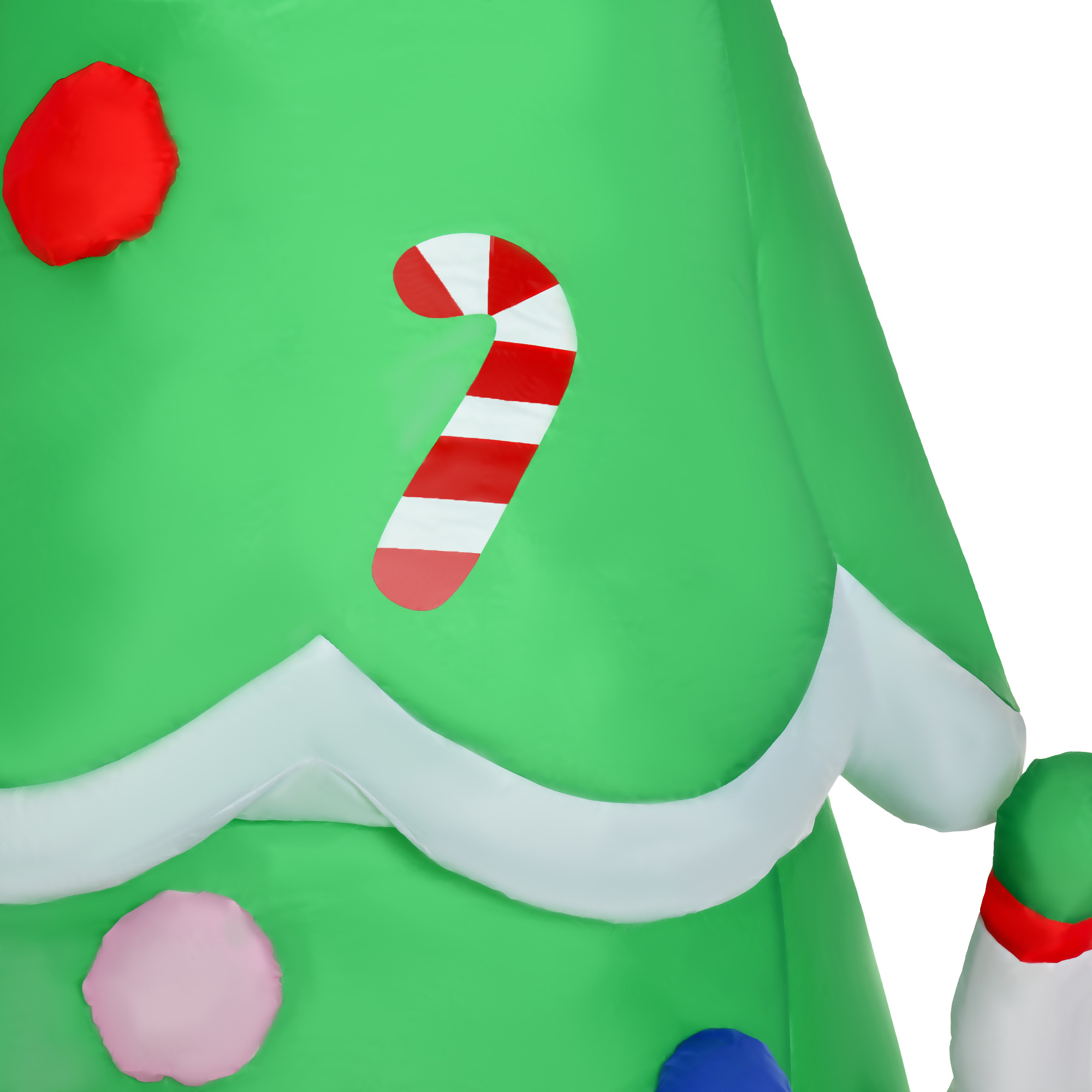 Aufblasbarer Weihnachtsbaum mit Weihnachtsmann Schneemann und Geschenkbox 210 cm Weihnachtsbeleuchtung LED Selbstaufblasend Polyester Grün 144 x 125 x 210 cm