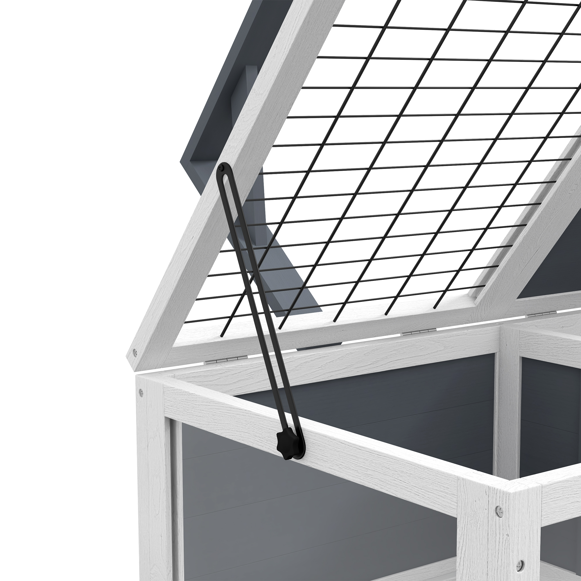 Schildkrötenhaus, Reptilienbox mit 2 Räumen, Deckel, Kunststoffschalen, Fenster, Holz, Grau