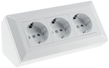 3-fach Steckdosenblock, weiß, 250V~/ 16A, Aufbaumontage