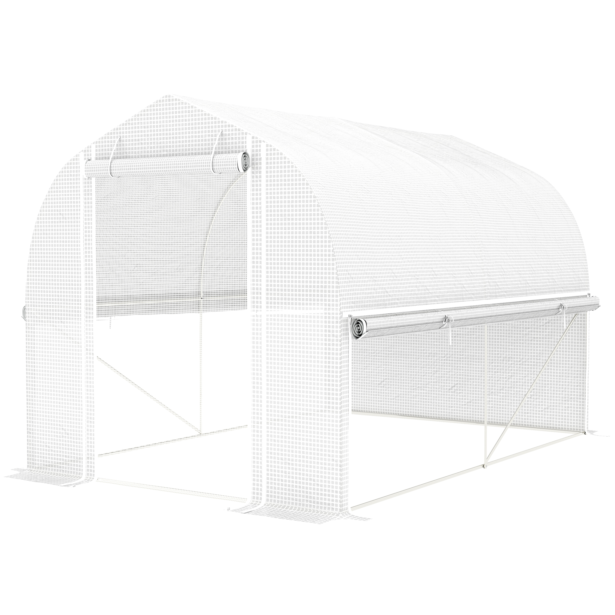 3 x 2 x 2 m Polytunnel-Gewächshaus mit aufrollbaren Seitenwänden, UV-beständiger Kunststoff-Plane und Stahlrahmen, Weiß